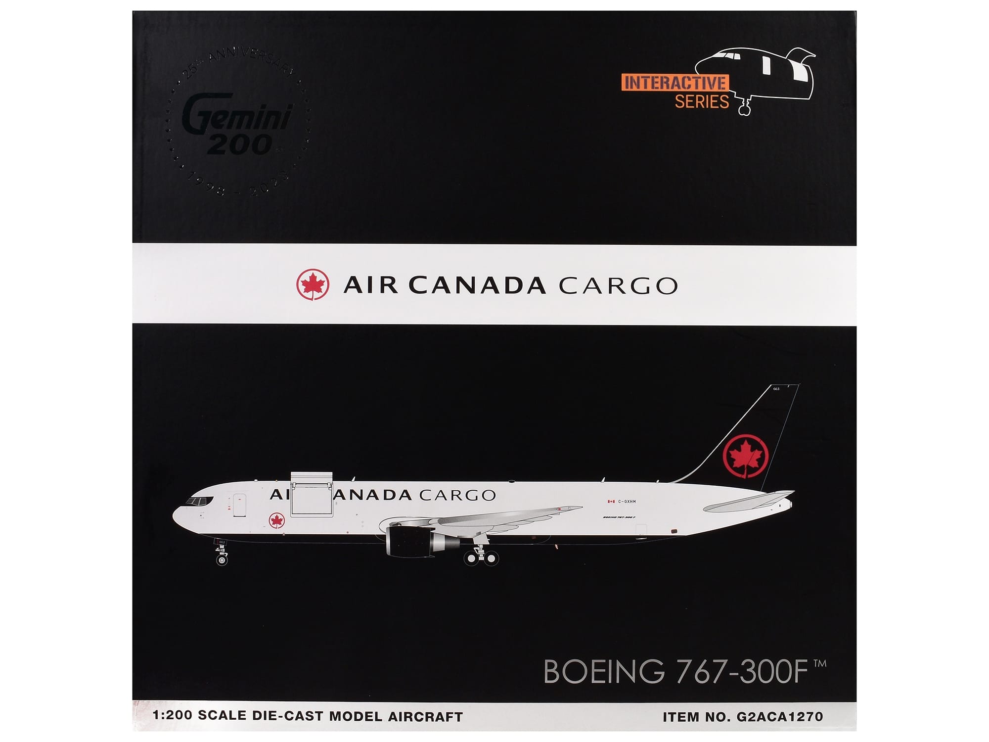 Boeing 767-300F Commercial Aircraft "Air Canada Cargo" (C-GXHM) White with Black Tail "Gemini 200 - Interactive Series" 1/200 Diecast Model Airplane by GeminiJets - Image 3