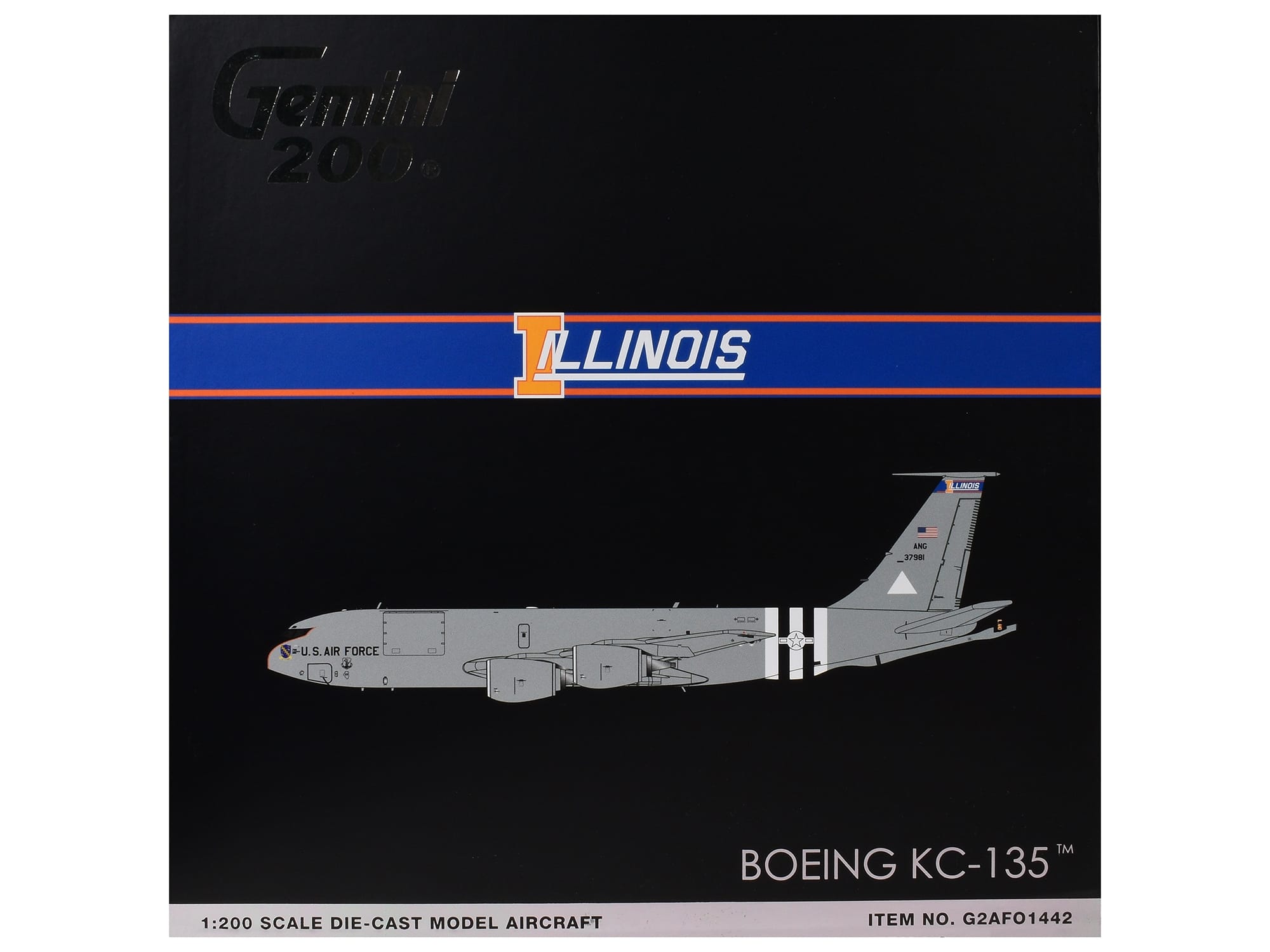 Boeing KC-135R Stratotanker Tanker Aircraft "Illinois Air National Guard" (63-7981) United States Air Force "Gemini 200" Series 1/200 Diecast Model by GeminiJets - Image 3