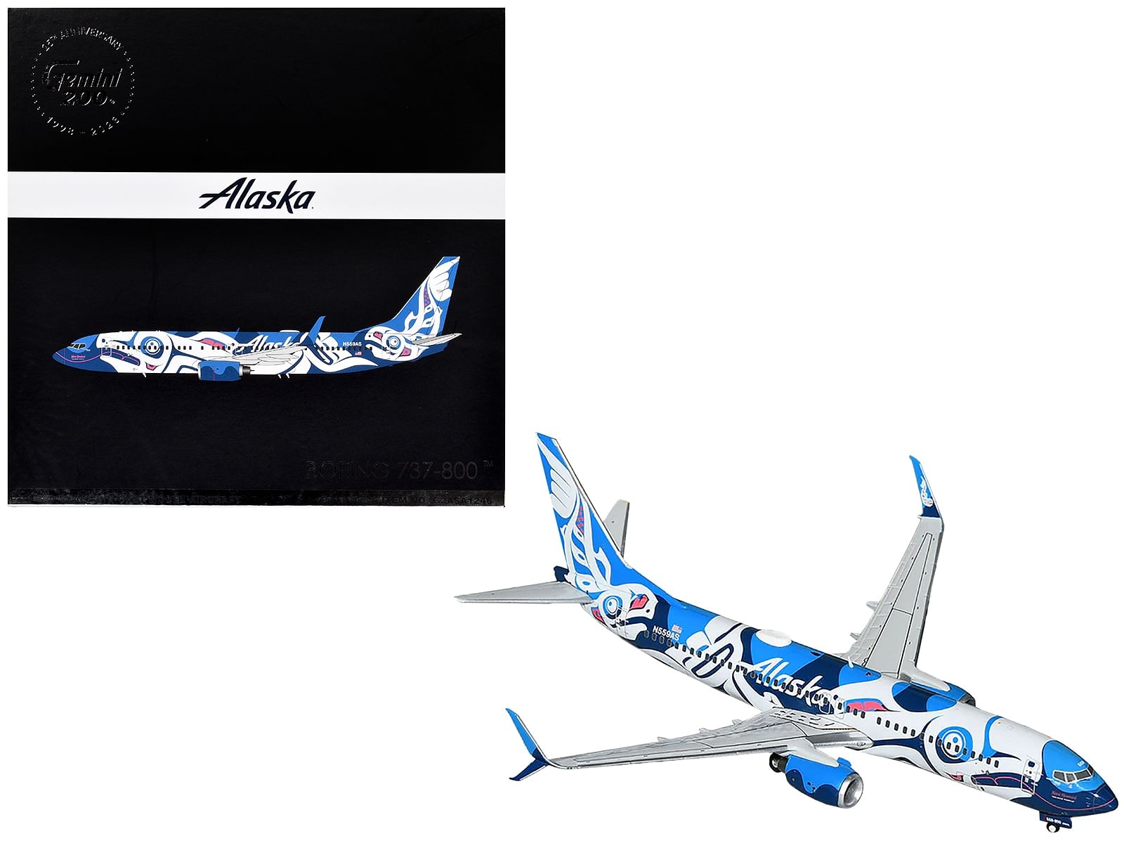 Boeing 737-800 Commercial Aircraft “Alaska Airlines” (N559AS) Salmon People Livery “Gemini 200” Series 1/200 Diecast Model Airplane by GeminiJets