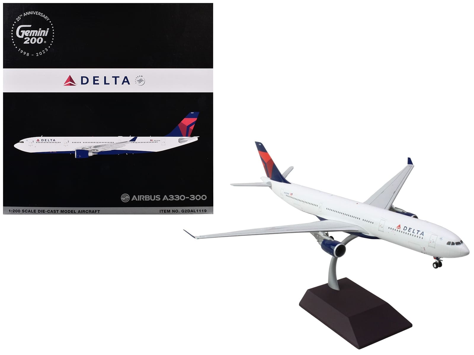 Airbus A330-300 Commercial Aircraft "Delta Air Lines" (N829NW) White with Blue and Red Tail "Gemini 200" Series 1/200 Diecast Model Airplane by GeminiJets - Image 3