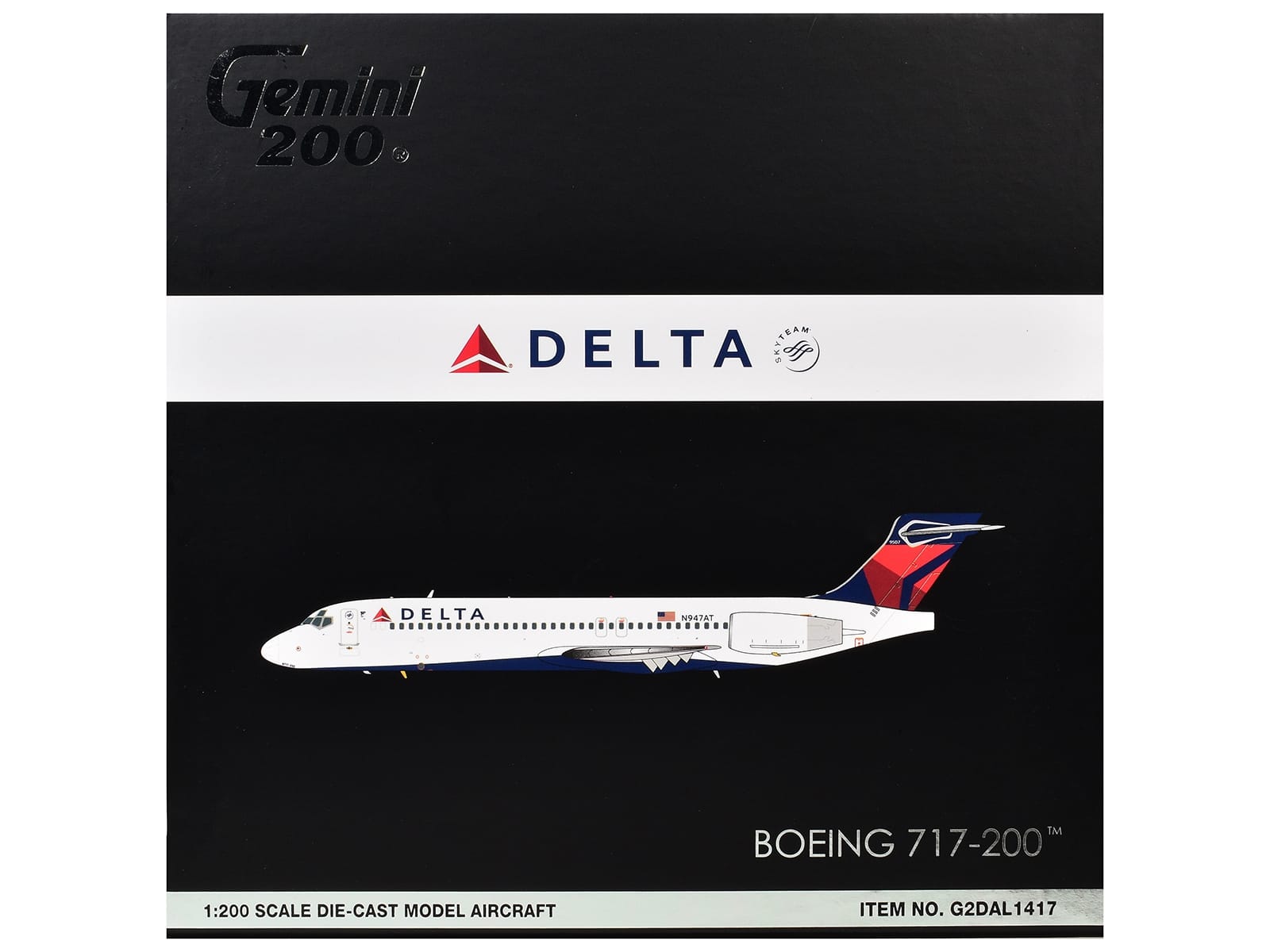 Boeing 717-200 Commercial Aircraft "Delta Air Lines" (N947AT) White with Blue and Red Tail "Gemini 200" Series 1/200 Diecast Model by GeminiJets - Image 3