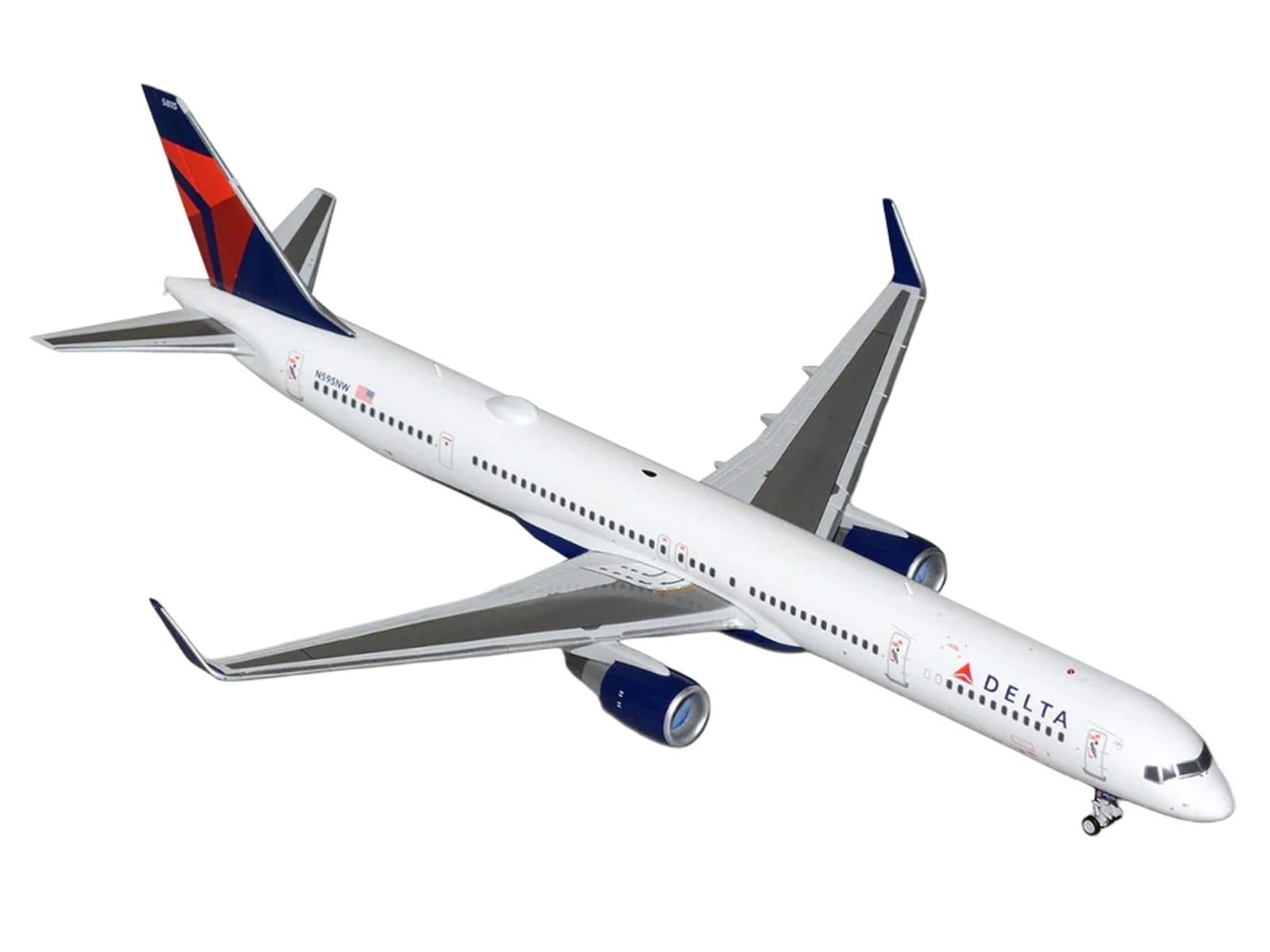 Boeing 757-300 Commercial Aircraft "Delta Air Lines" (N595NW) White with Blue and Red Tail "Gemini 200" Series 1/200 Diecast Model by GeminiJets - Image 2
