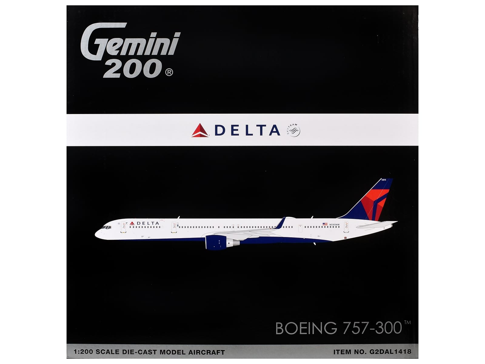 Boeing 757-300 Commercial Aircraft "Delta Air Lines" (N595NW) White with Blue and Red Tail "Gemini 200" Series 1/200 Diecast Model by GeminiJets - Image 3
