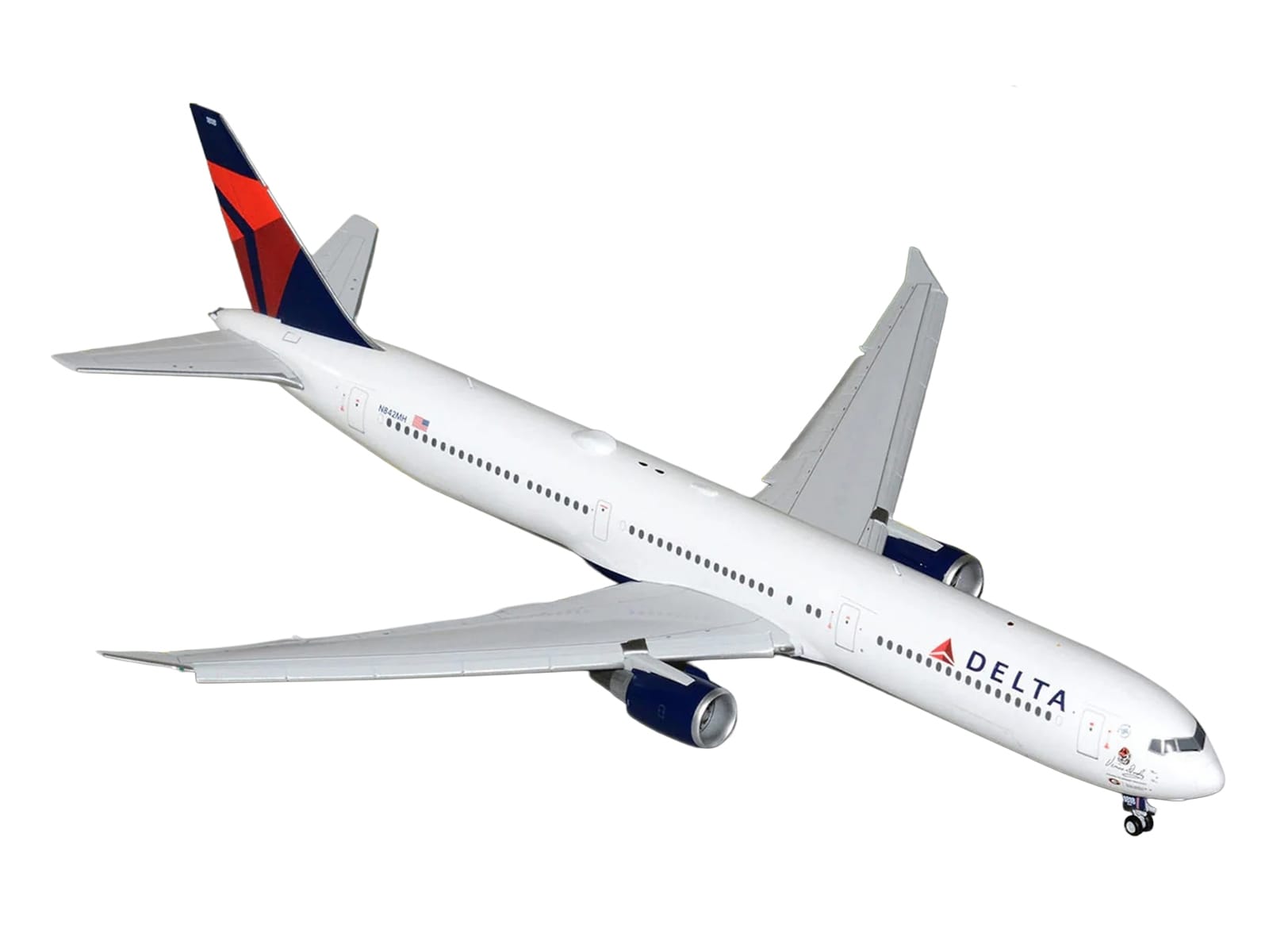 Boeing 767-400ER Commercial Aircraft with Flaps Down "Delta Air Lines" (N482MH) White with Blue and Red Tail "Gemini 200" Series 1/200 Diecast Model Airplane by GeminiJets - Image 2