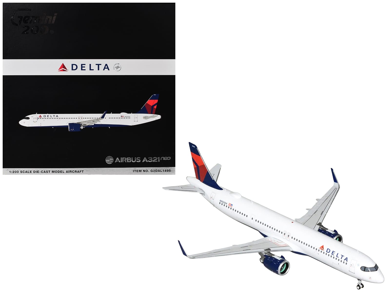 Airbus A321neo Commercial Aircraft "Delta Air Lines" (N502DX) White with Blue and Red Tail "Gemini 200" 1/200 Diecast Model Airplane by GeminiJets