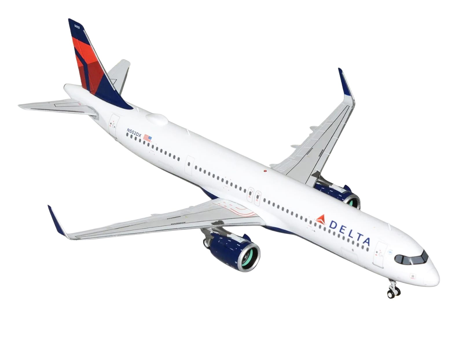 Airbus A321neo Commercial Aircraft "Delta Air Lines" (N502DX) White with Blue and Red Tail "Gemini 200" 1/200 Diecast Model Airplane by GeminiJets - Image 2