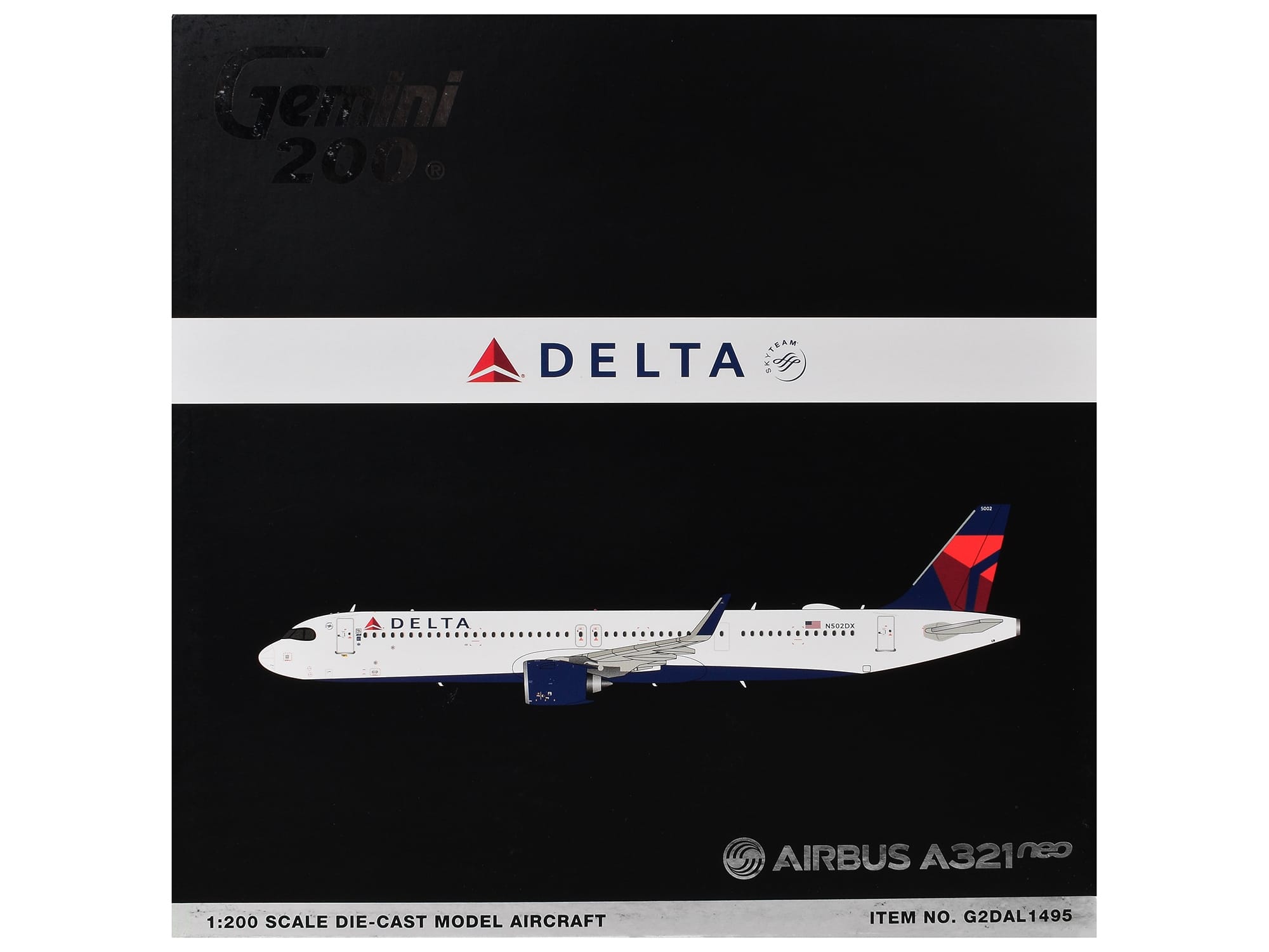 Airbus A321neo Commercial Aircraft "Delta Air Lines" (N502DX) White with Blue and Red Tail "Gemini 200" 1/200 Diecast Model Airplane by GeminiJets - Image 3