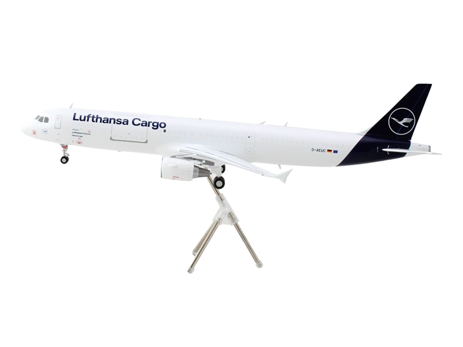 Airbus A321P2F Commercial Aircraft "Lufthansa Cargo" (D-AEUC) White with Blue Tail "Gemini 200" Series 1/200 Diecast Model Airplane by GeminiJets - Image 2