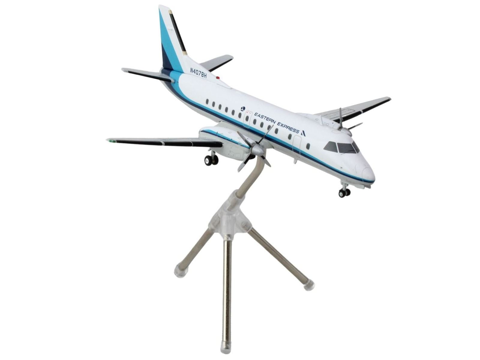 Saab 340A Commercial Aircraft “Eastern Express/Bar Harbor” (N407BH) White with Blue Stripes “Gemini 200” Series 1/200 Diecast Model Airplane by GeminiJets