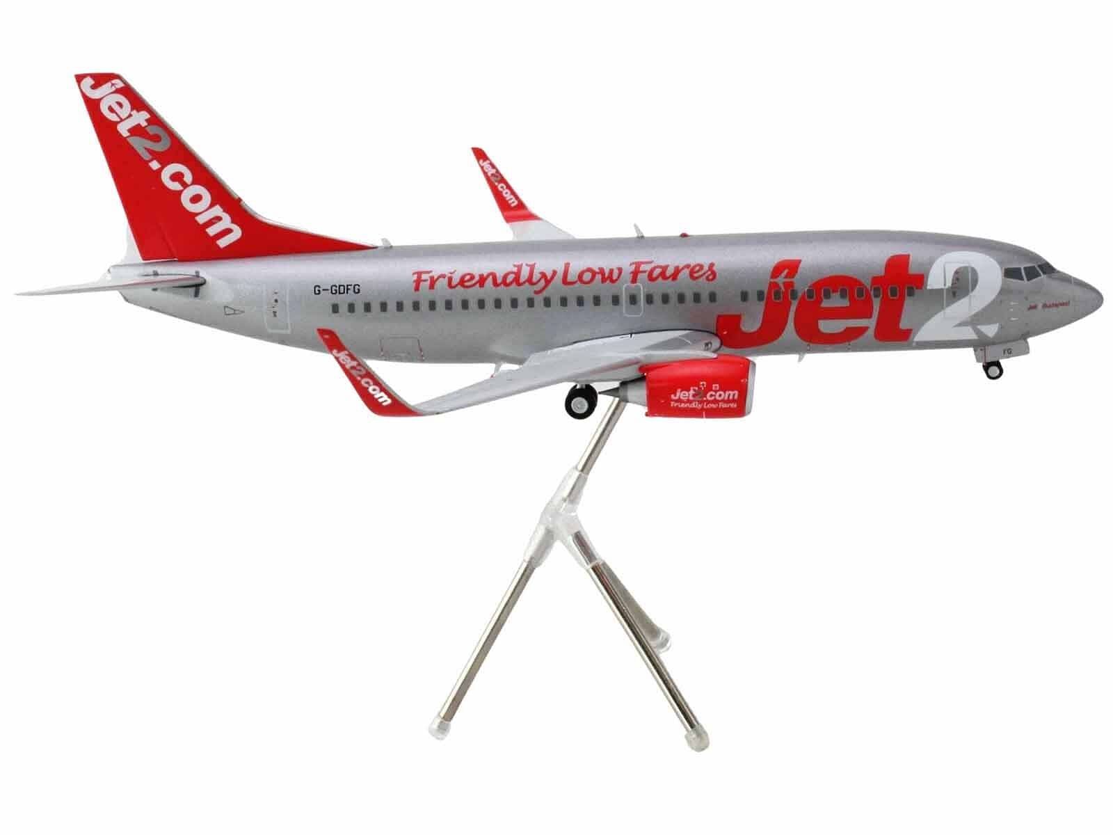 Boeing 737-300 Commercial Aircraft “Jet2” (G-GDFG) Gray Metallic with Red Tail “Gemini 200” Series 1/200 Diecast Model Airplane by GeminiJets