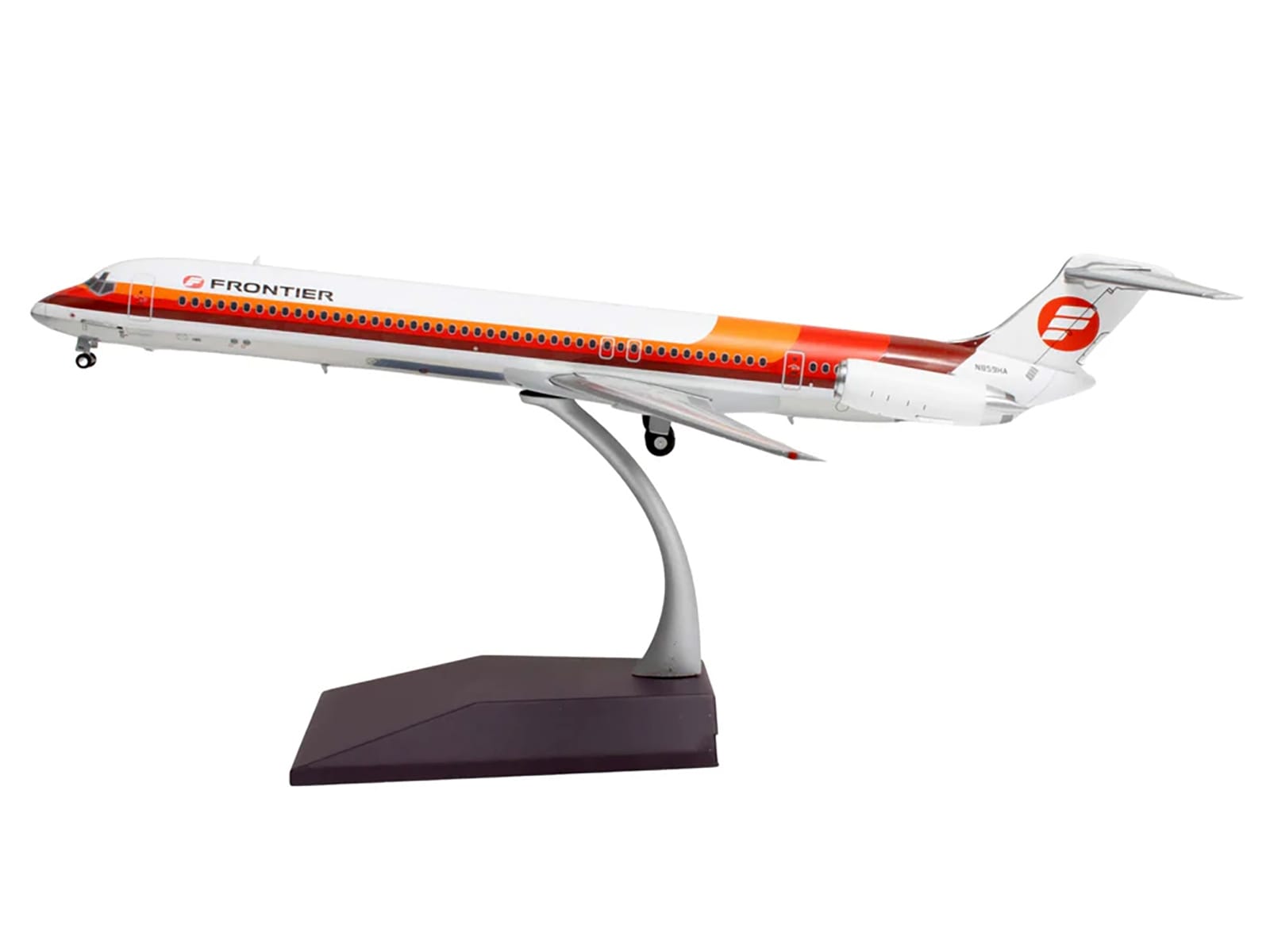 McDonnell Douglas MD-81 Commercial Aircraft "Frontier Airlines" (N859HA) White with Red and Orange Stripes "Gemini 200" Series 1/200 Diecast Model Airplane by GeminiJets - Image 2