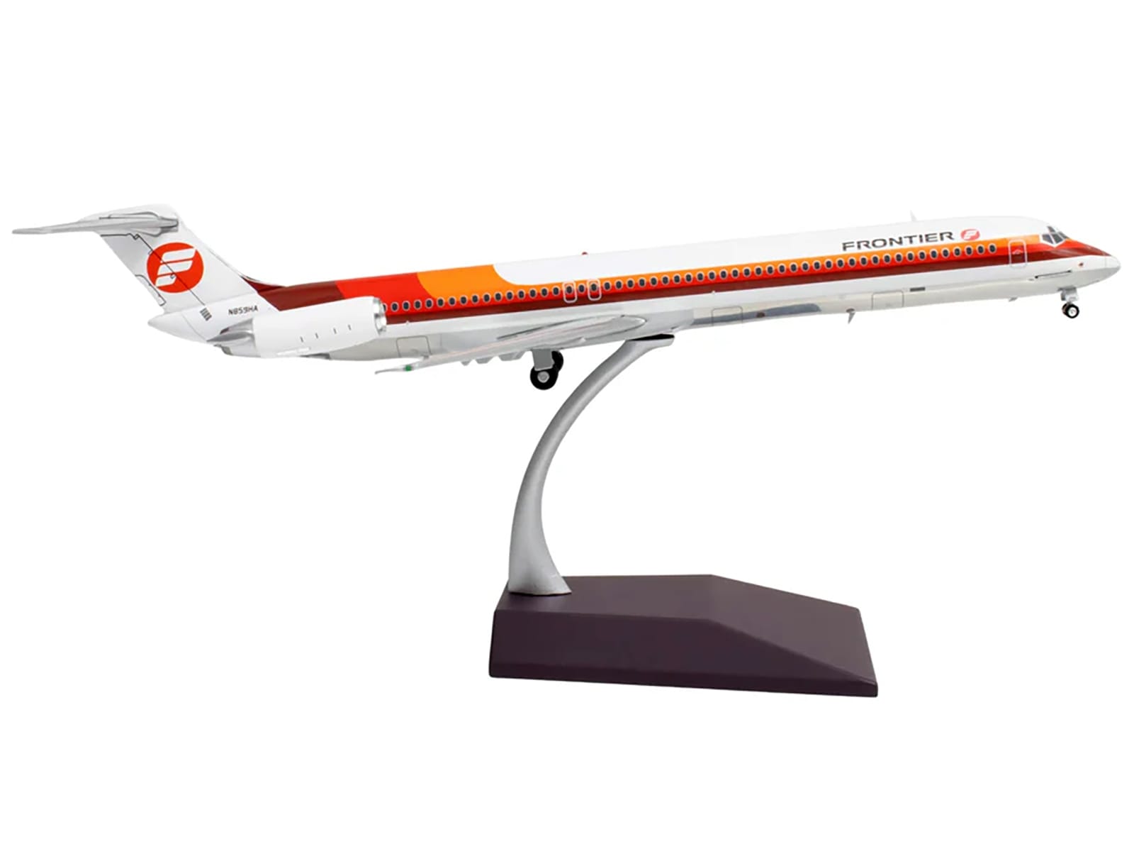 McDonnell Douglas MD-81 Commercial Aircraft "Frontier Airlines" (N859HA) White with Red and Orange Stripes "Gemini 200" Series 1/200 Diecast Model Airplane by GeminiJets - Image 3