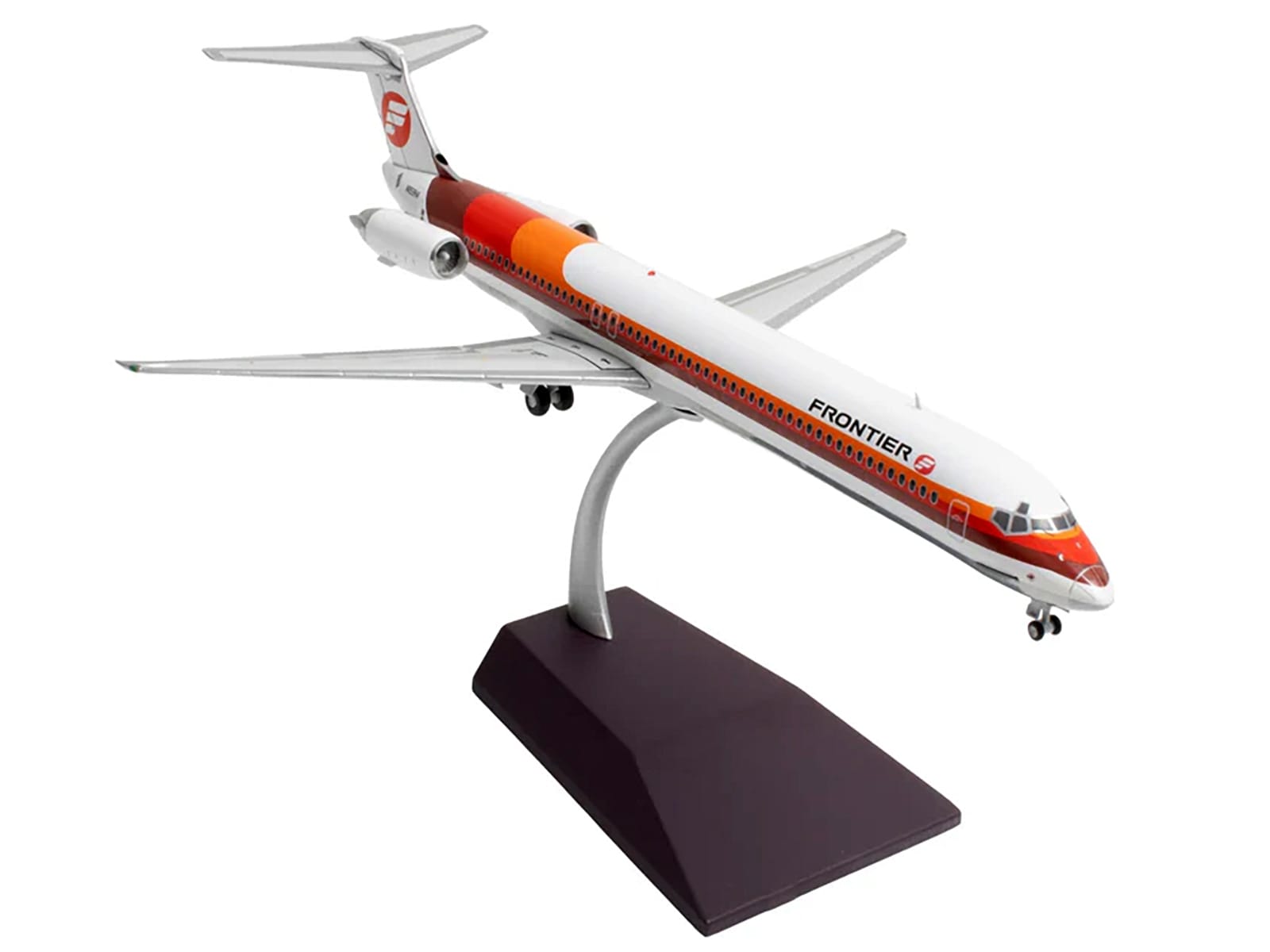 McDonnell Douglas MD-81 Commercial Aircraft "Frontier Airlines" (N859HA) White with Red and Orange Stripes "Gemini 200" Series 1/200 Diecast Model Airplane by GeminiJets - Image 4