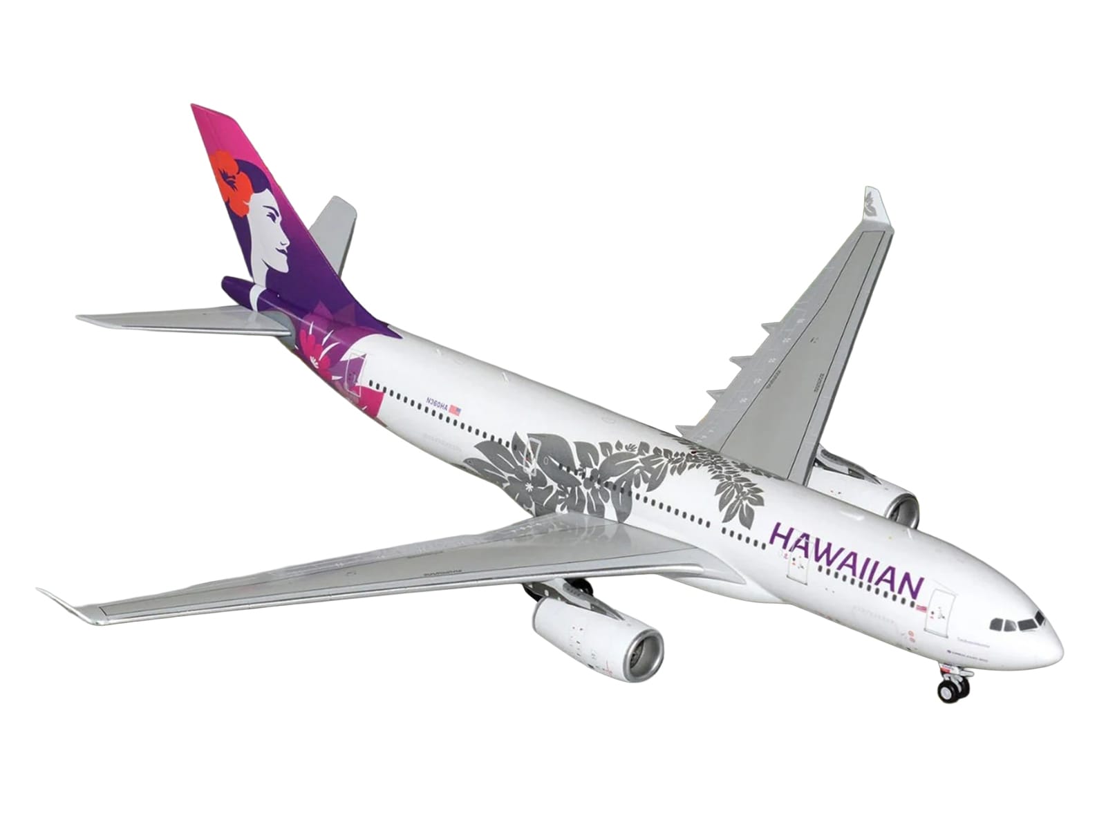 Airbus A330-200 Commercial Aircraft "Hawaiian Airlines" (N360HA) White with Purple Tail Graphics "Gemini 200" Series 1/200 Diecast Model Airplane by GeminiJets - Image 2