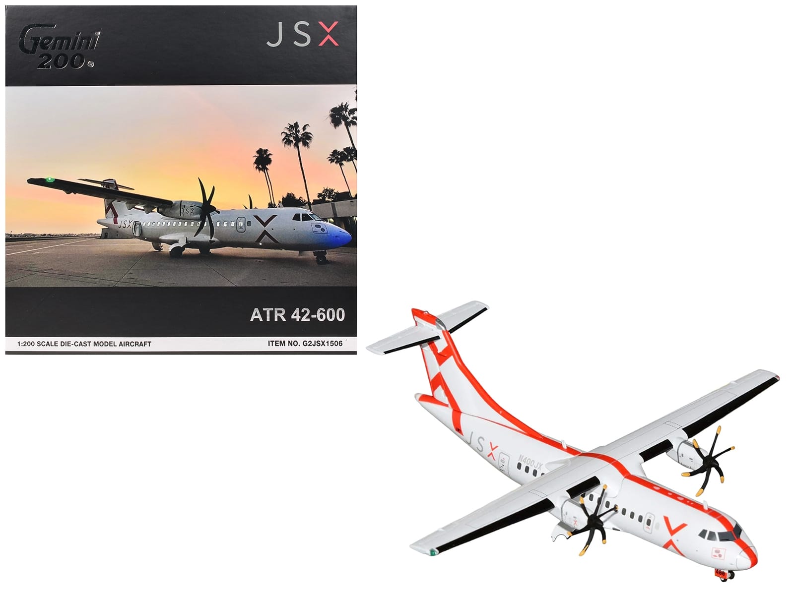 ATR 42-600 Commercial Aircraft "JSX" (N400JX) White with Red Stripes "Gemini 200" Series 1/200 Diecast Model Airplane by GeminiJets
