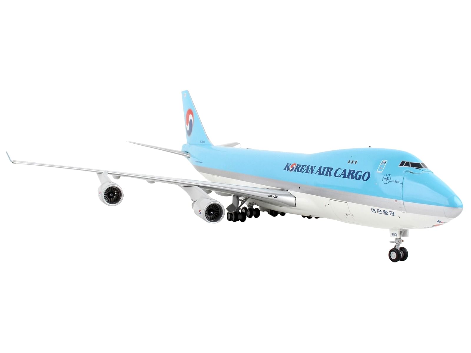 Boeing 747-400F Commercial Aircraft “Korean Air Cargo” Light Blue “Gemini 200 – Interactive” Series 1/200 Diecast Model Airplane by GeminiJets