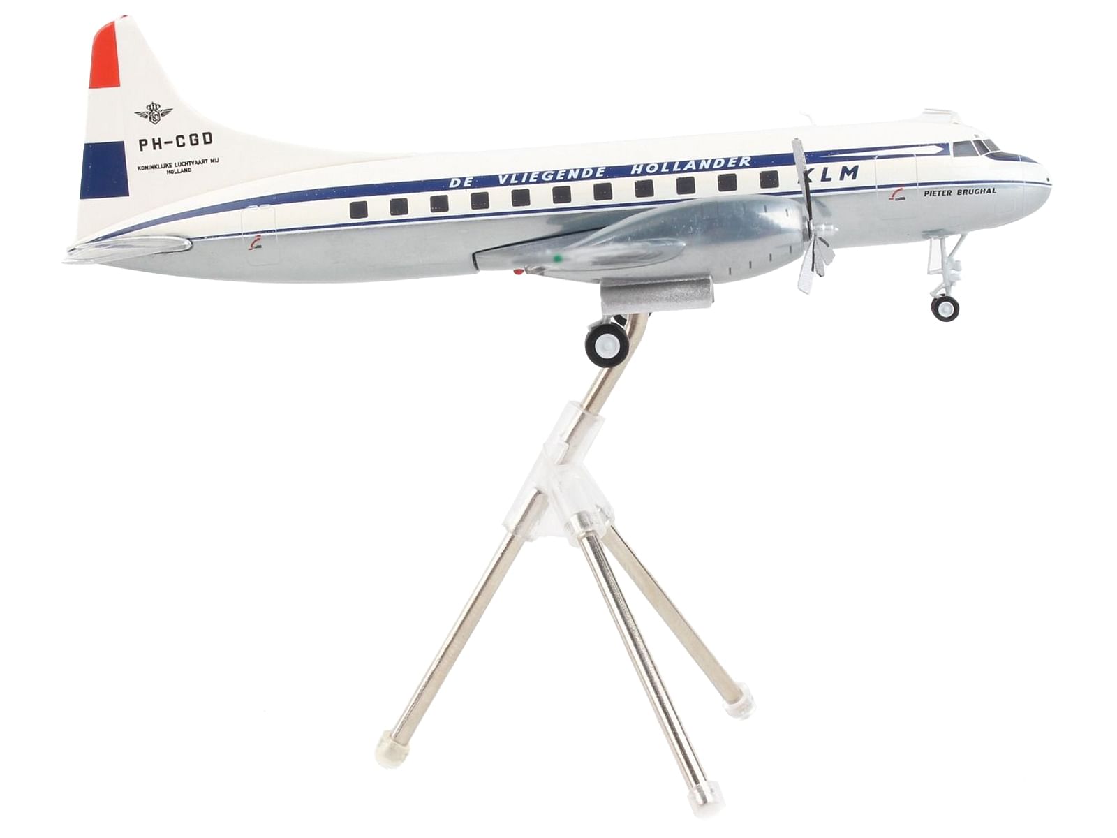 Convair CV-340 Commercial Aircraft “Royal Dutch Airlines – The Flying Dutchman” White with Dark Blue Stripes “Gemini 200” Series 1/200 Diecast Model Airplane by GeminiJets