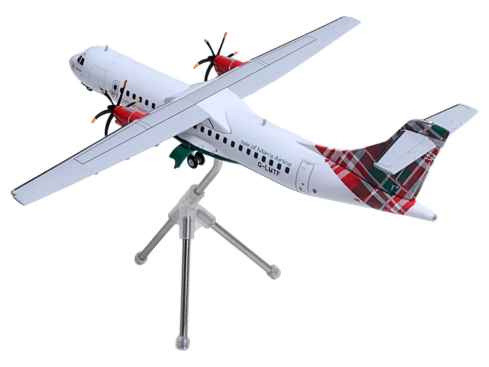 ATR 72-600 Commercial Aircraft "Loganair - Isle of Man's Airline" (G-LMTF) White with Green and Red Plaid Tail "Gemini 200" Series 1/200 Diecast Model Airplane by GeminiJets - Image 3