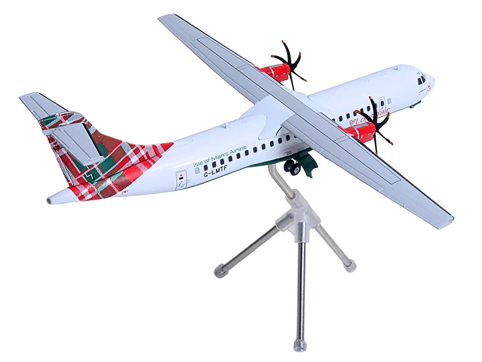 ATR 72-600 Commercial Aircraft "Loganair - Isle of Man's Airline" (G-LMTF) White with Green and Red Plaid Tail "Gemini 200" Series 1/200 Diecast Model Airplane by GeminiJets - Image 4