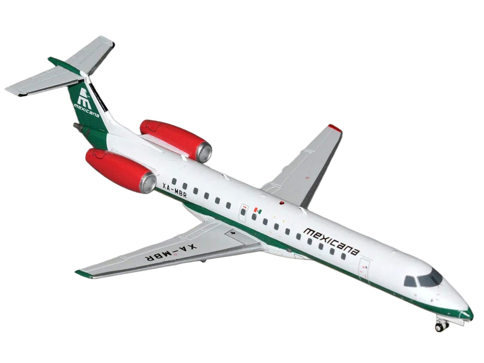 Embraer ERJ-145 Commercial Aircraft "Mexicana de Aviacion" (XA-MBR) White with Green Stripes and Tail "Gemini 200" Series 1/200 Diecast Model by GeminiJets - Image 2