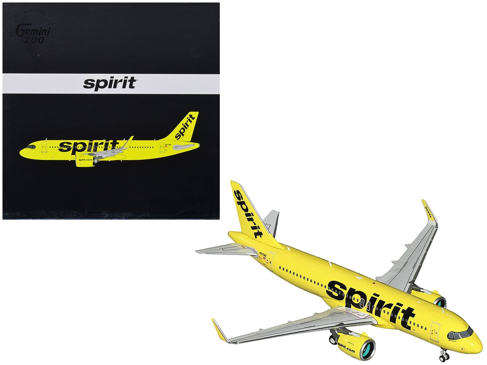 Airbus A320neo Commercial Aircraft “Spirit Airlines” Yellow “Gemini 200” Series 1/200 Diecast Model Airplane by GeminiJets