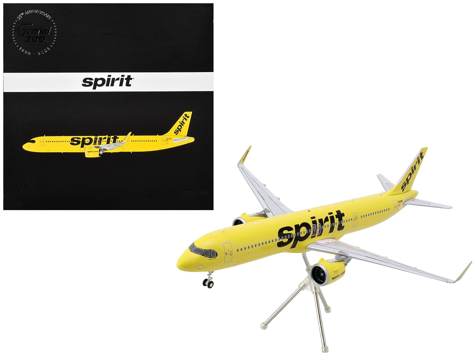 Airbus A321neo Commercial Aircraft “Spirit Airlines” (N702NK) Yellow “Gemini 200” Series 1/200 Diecast Model Airplane by GeminiJets
