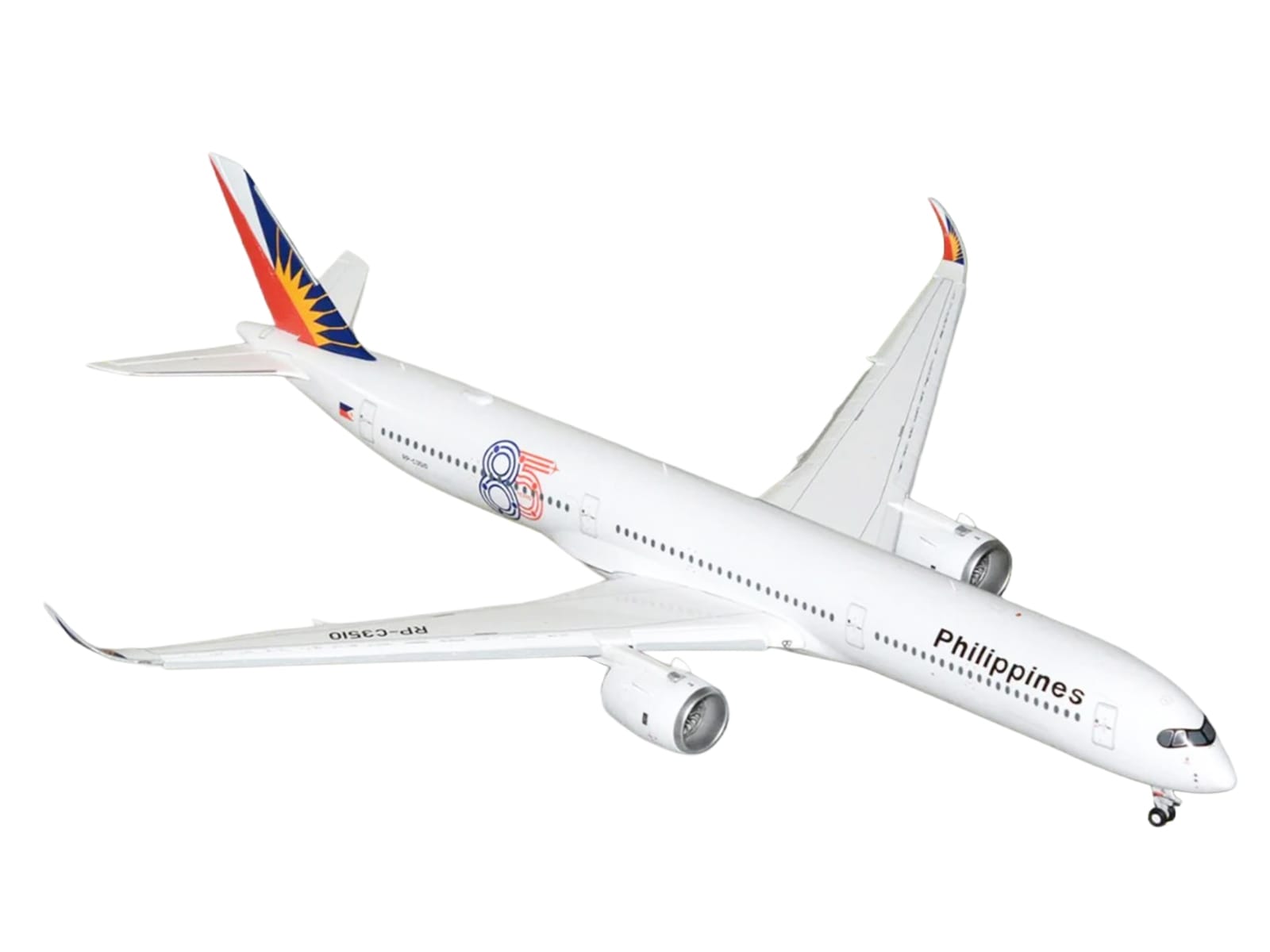 Airbus A350-1000 Commercial Aircraft with Flaps Down "Philippine Airlines" (RP-C3510) White with Tail Graphics "Gemini 200" 1/200 Diecast Model Airplane by GeminiJets - Image 2