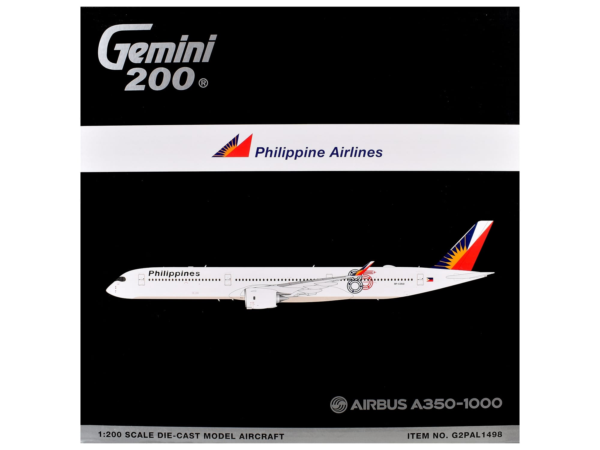 Airbus A350-1000 Commercial Aircraft "Philippine Airlines" (RP-C3510) White with Tail Graphics "Gemini 200" 1/200 Diecast Model Airplane by GeminiJets - Image 3
