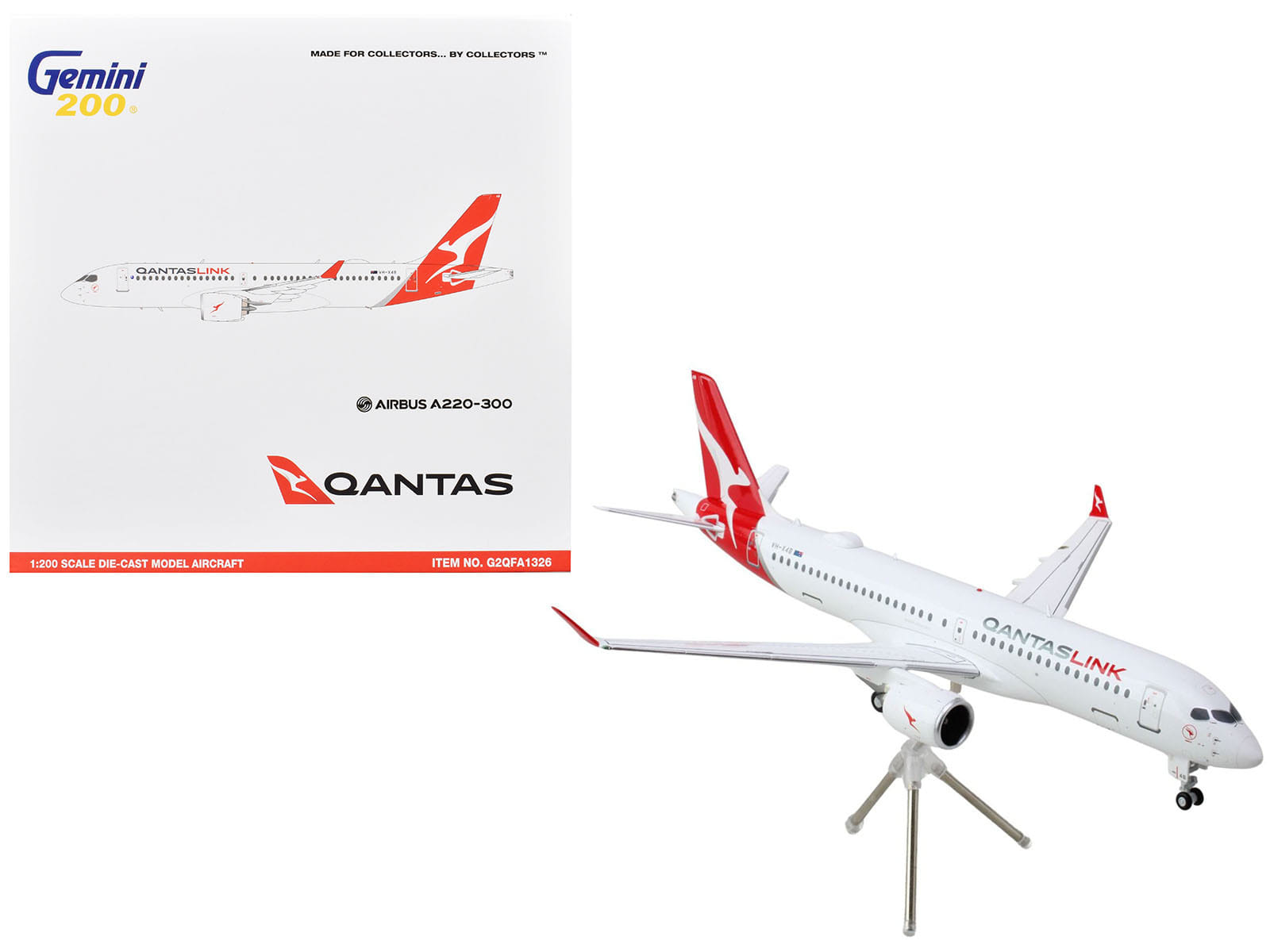 Airbus A220-300 Commercial Aircraft "QantasLink - Qantas Airways" (VH-4XB) White with Red Tail "Gemini 200" Series 1/200 Diecast Model Airplane by GeminiJets - Image 3