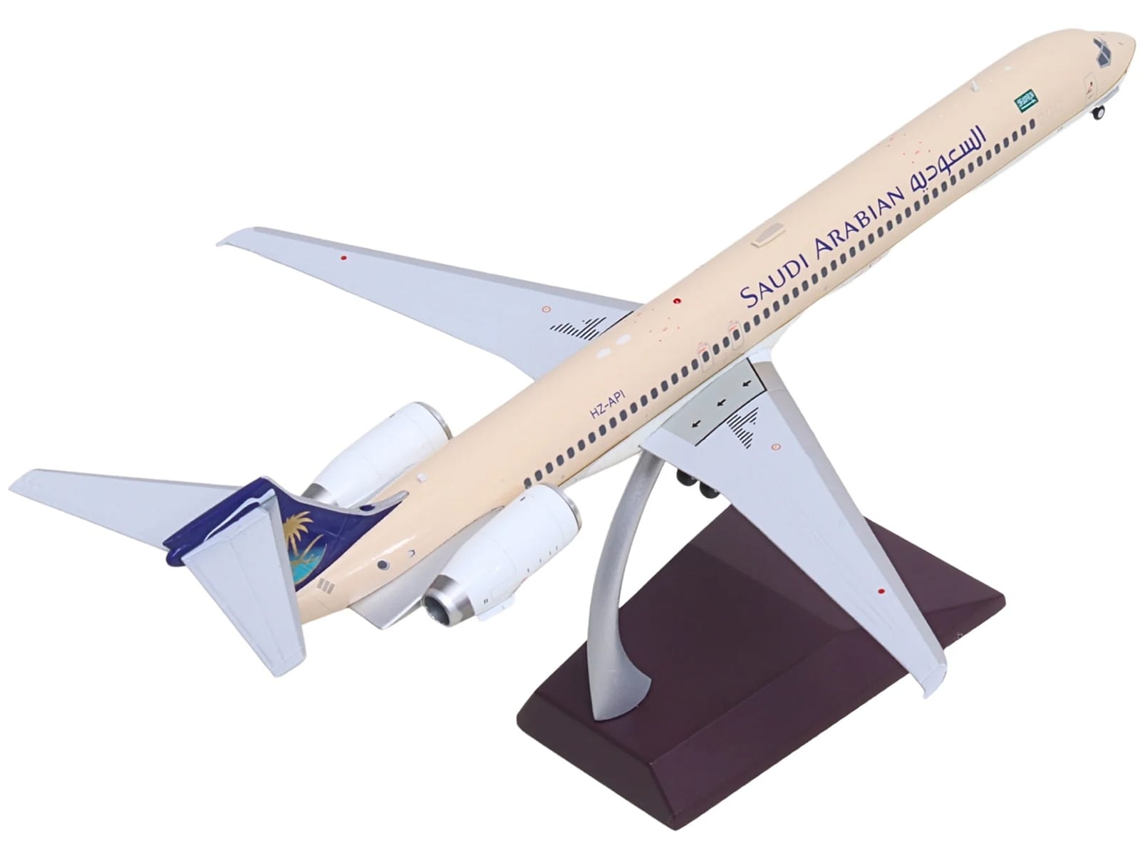 McDonnell Douglas MD-90 Commercial Aircraft "Saudia Airlines" (HZ-API) Beige with Blue Tail "Gemini 200" Series 1/200 Diecast Model by GeminiJets - Image 3