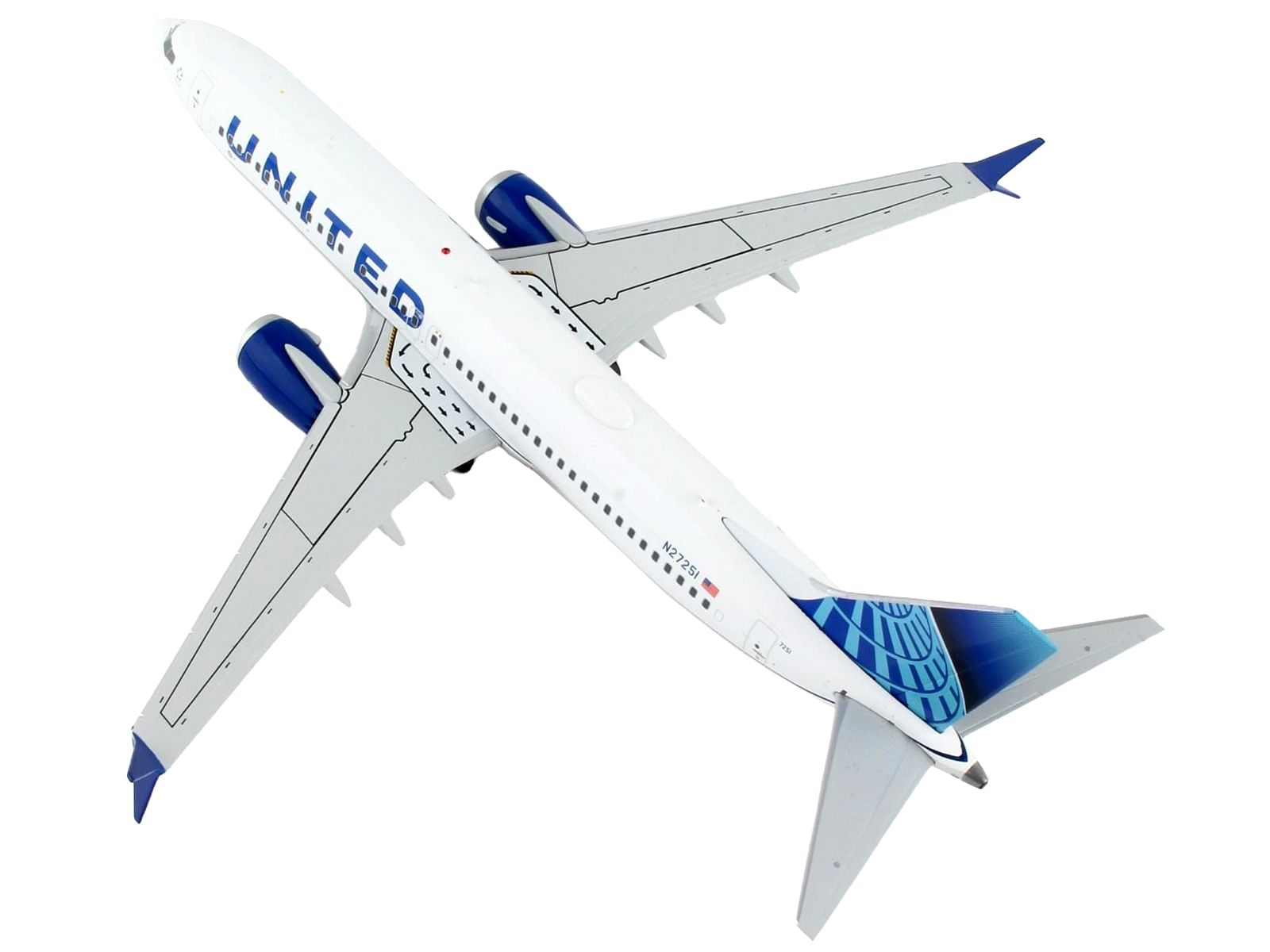 Boeing 737 MAX 8 Commercial Aircraft “United Airlines” White with Blue Tail “Gemini 200” Series 1/200 Diecast Model Airplane by GeminiJets