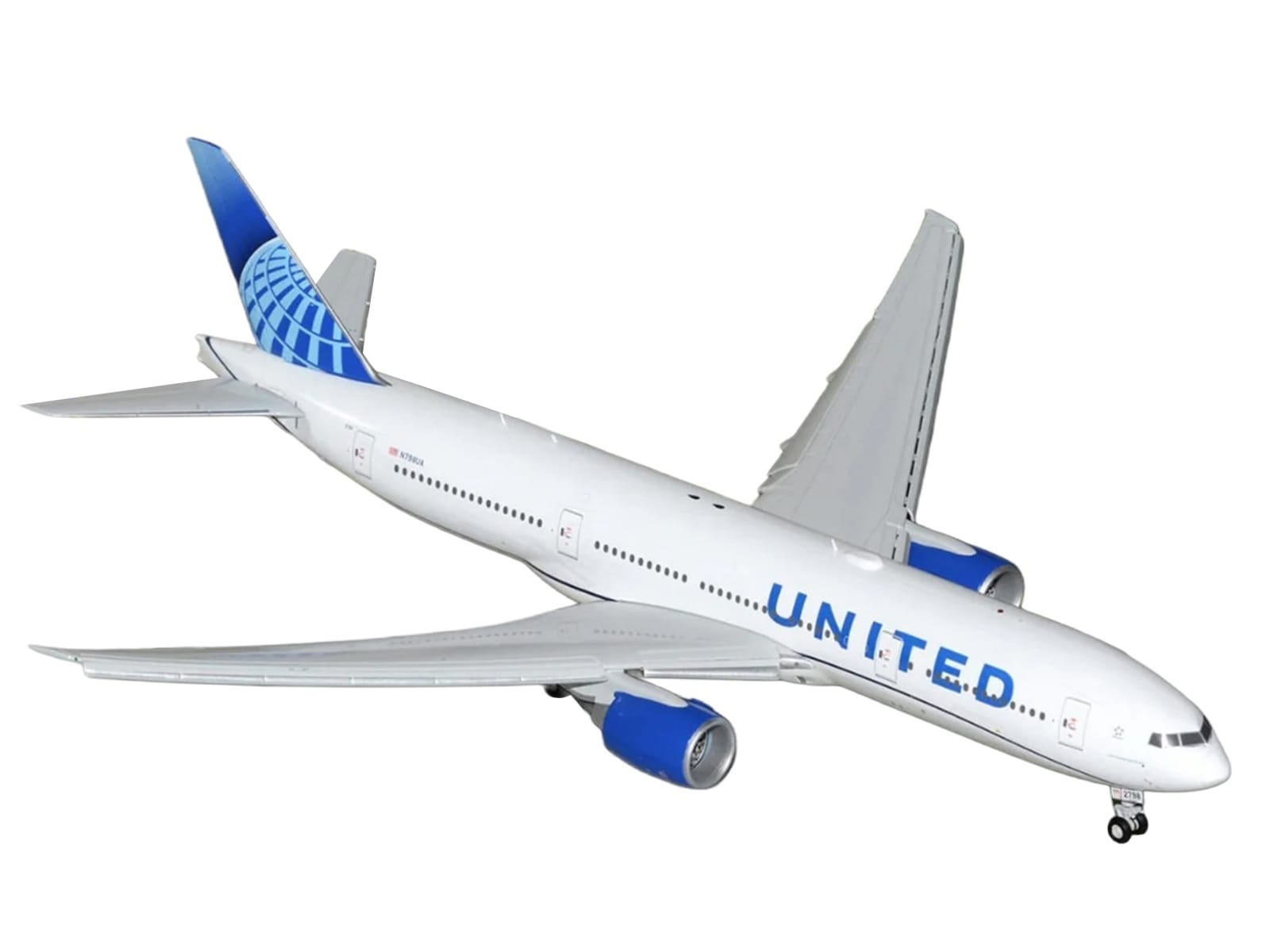Boeing 777-200ER Commercial Aircraft with Flaps Down "United Airlines" (N798UA) White with Blue Tail "Gemini 200" Series 1/200 Diecast Model by GeminiJets - Image 2