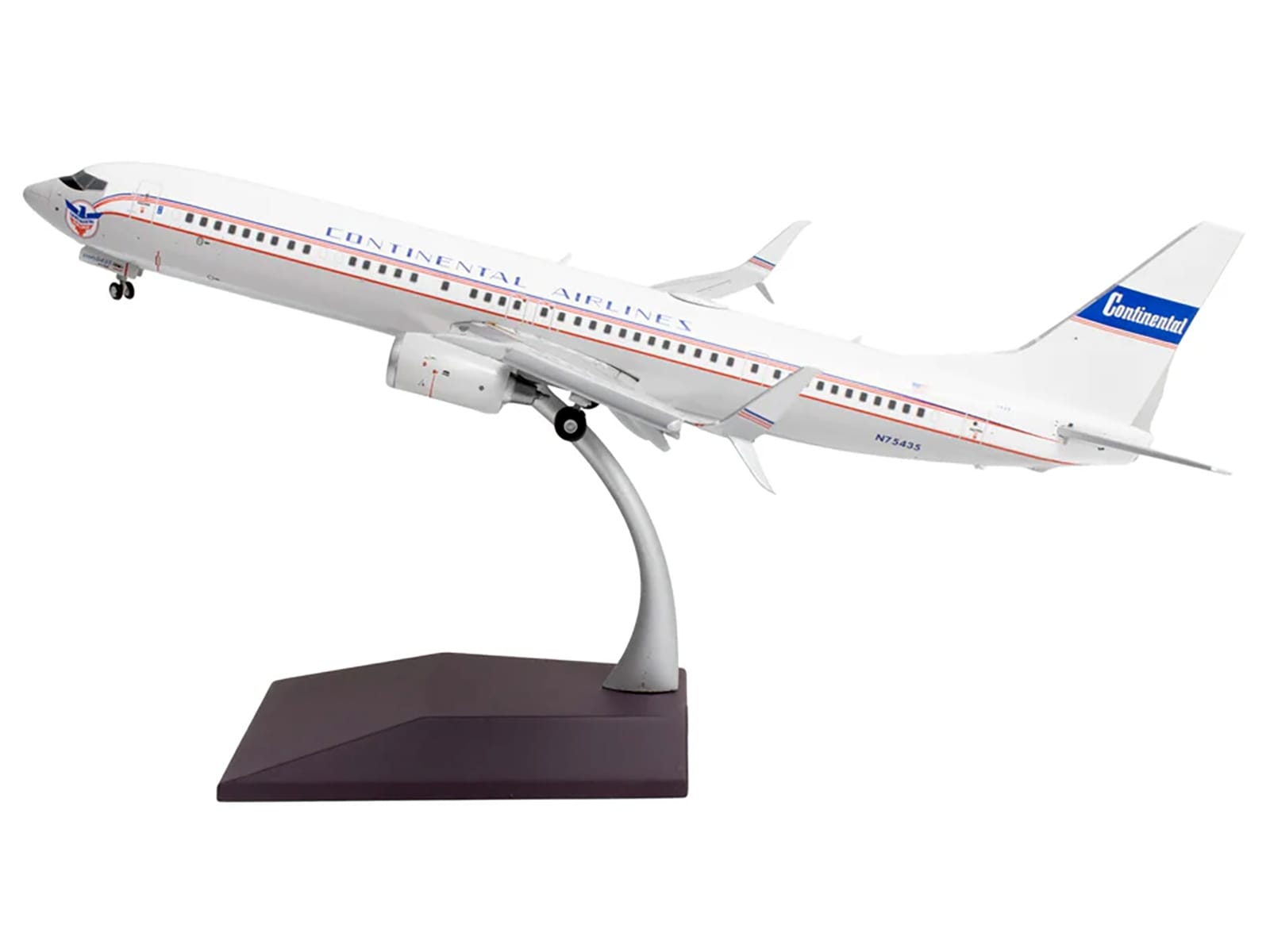 Boeing 737-900ER Commercial Aircraft with Flaps Down "Continental Airlines - United Airlines" (N75435) White with Red and Blue Stripes "Gemini 200" Series 1/200 Diecast Model Airplane by GeminiJets - Image 2