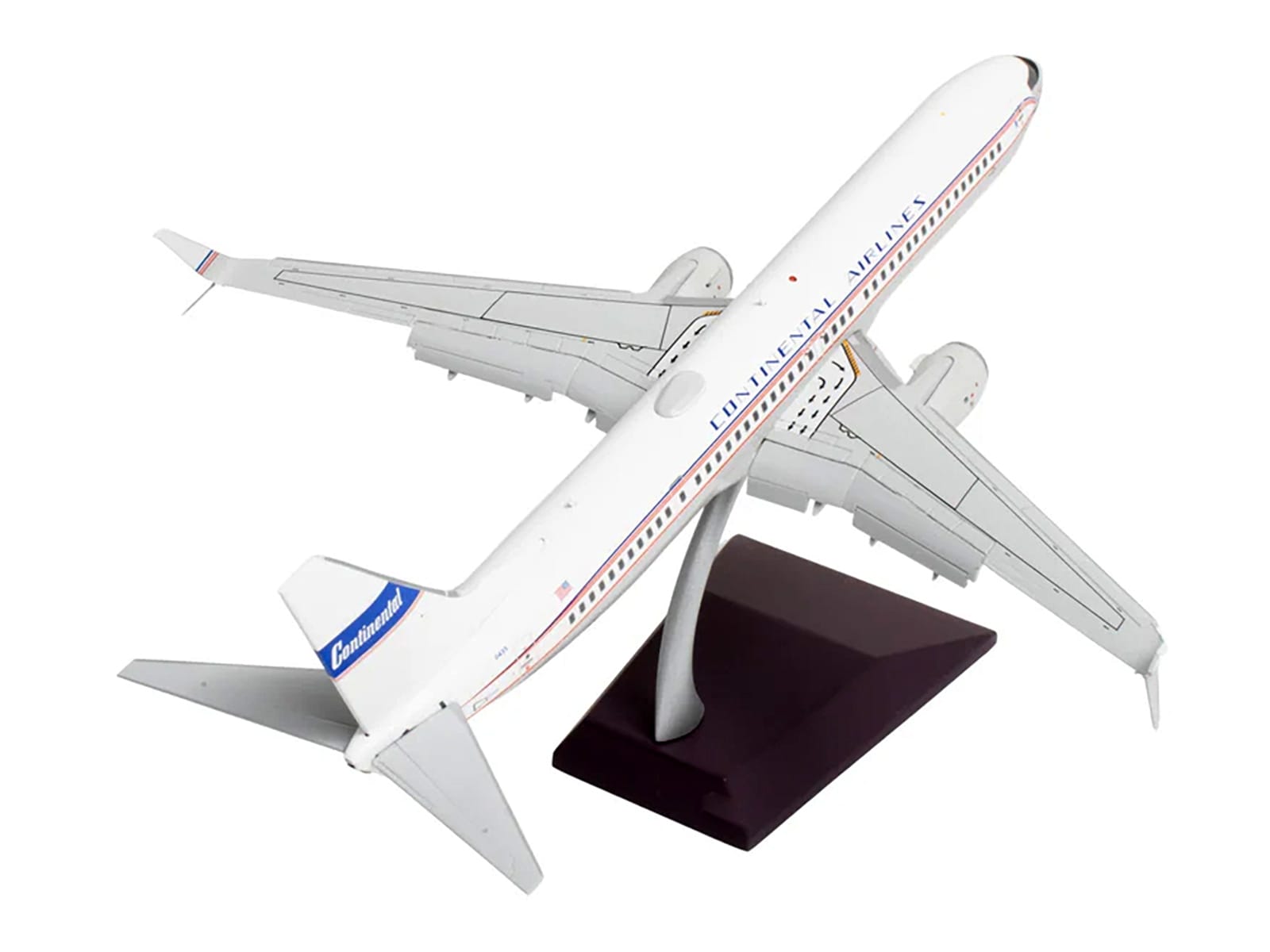 Boeing 737-900ER Commercial Aircraft with Flaps Down "Continental Airlines - United Airlines" (N75435) White with Red and Blue Stripes "Gemini 200" Series 1/200 Diecast Model Airplane by GeminiJets - Image 3