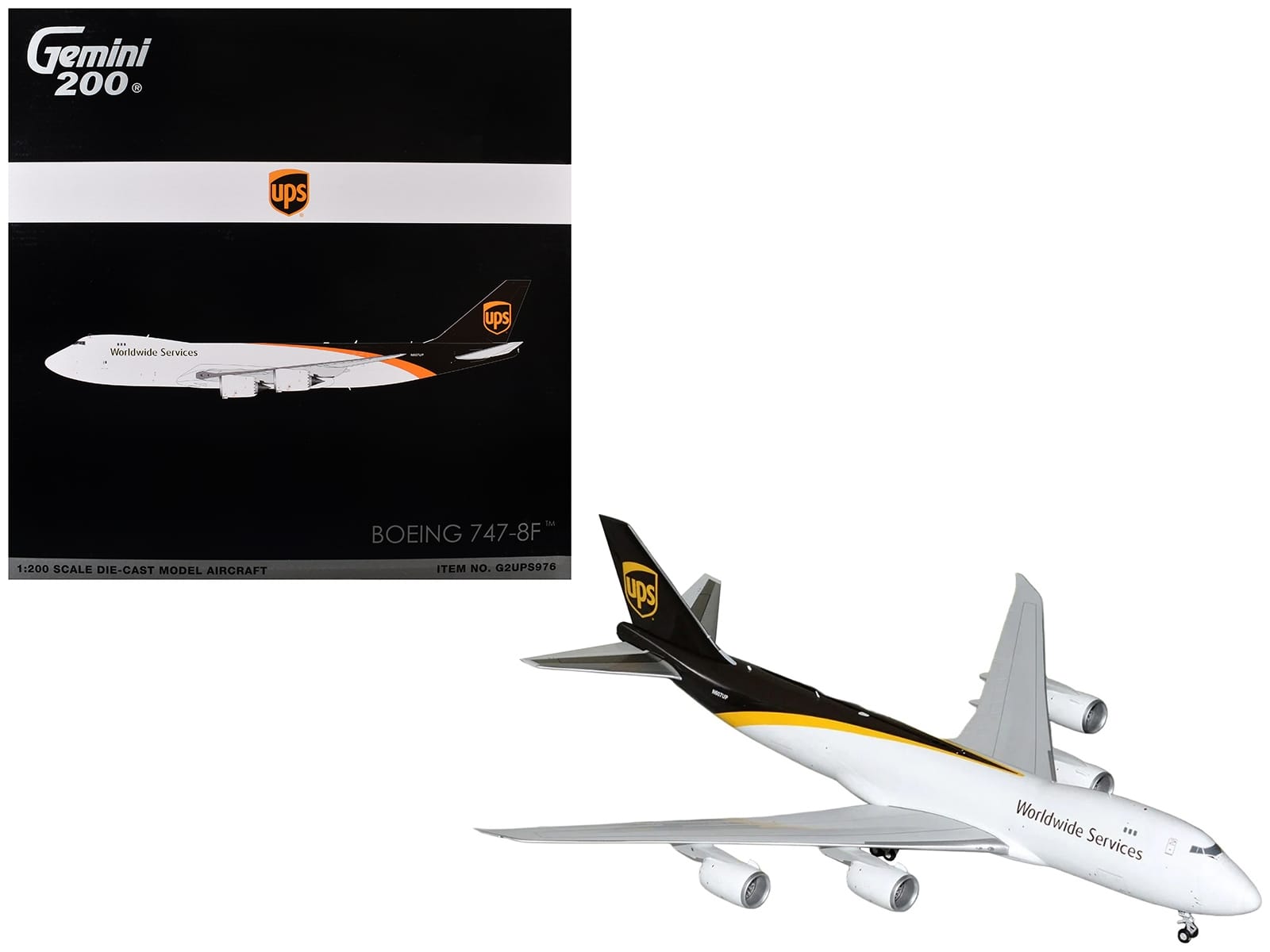 Boeing 747-8F Commercial Aircraft "UPS Worldwide Services" (N607UP) White with Brown Tail "Gemini 200" Series 1/200 Diecast Model by GeminiJets