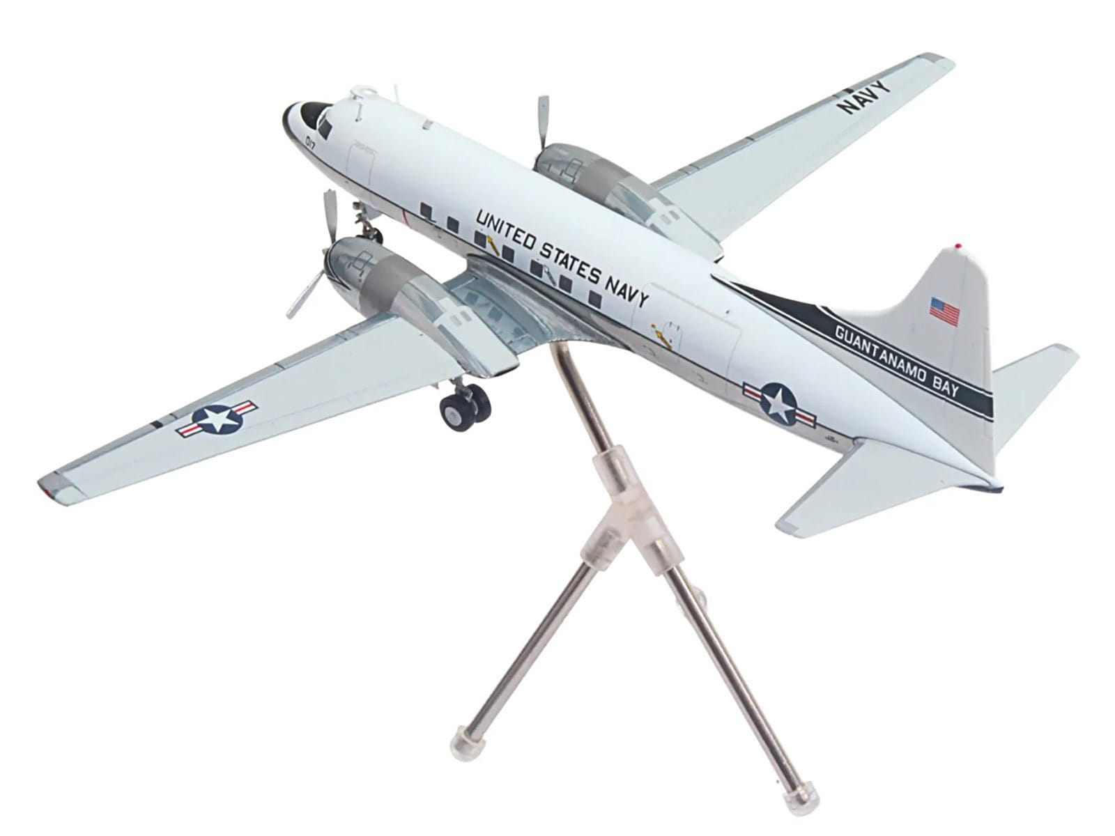 Convair C-131 Samaritan Transport Aircraft "United States Navy - NAS Guantanamo Bay" (141017) White and Gray "Gemini 200" Series 1/200 Diecast Model Airplane by GeminiJets - Image 3
