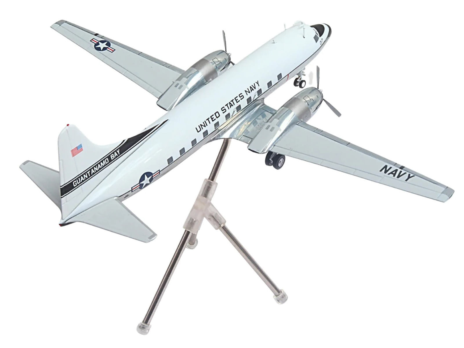 Convair C-131 Samaritan Transport Aircraft "United States Navy - NAS Guantanamo Bay" (141017) White and Gray "Gemini 200" Series 1/200 Diecast Model Airplane by GeminiJets - Image 4