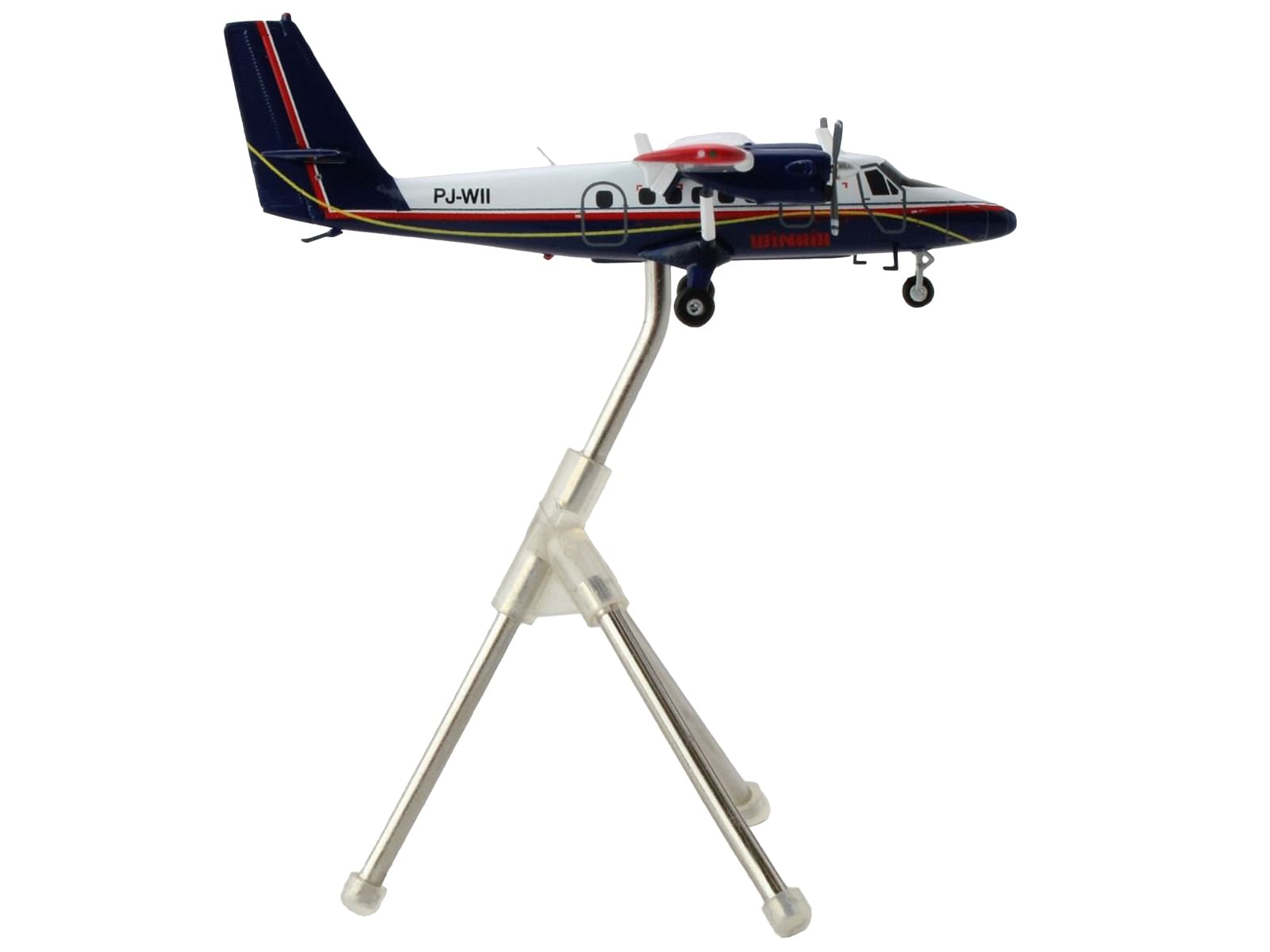 De Havilland DHC-6-300 Commercial Aircraft with Flaps Down “Winair” White and Blue with Red Stripes “Gemini 200” Series 1/200 Diecast Model by GeminiJets