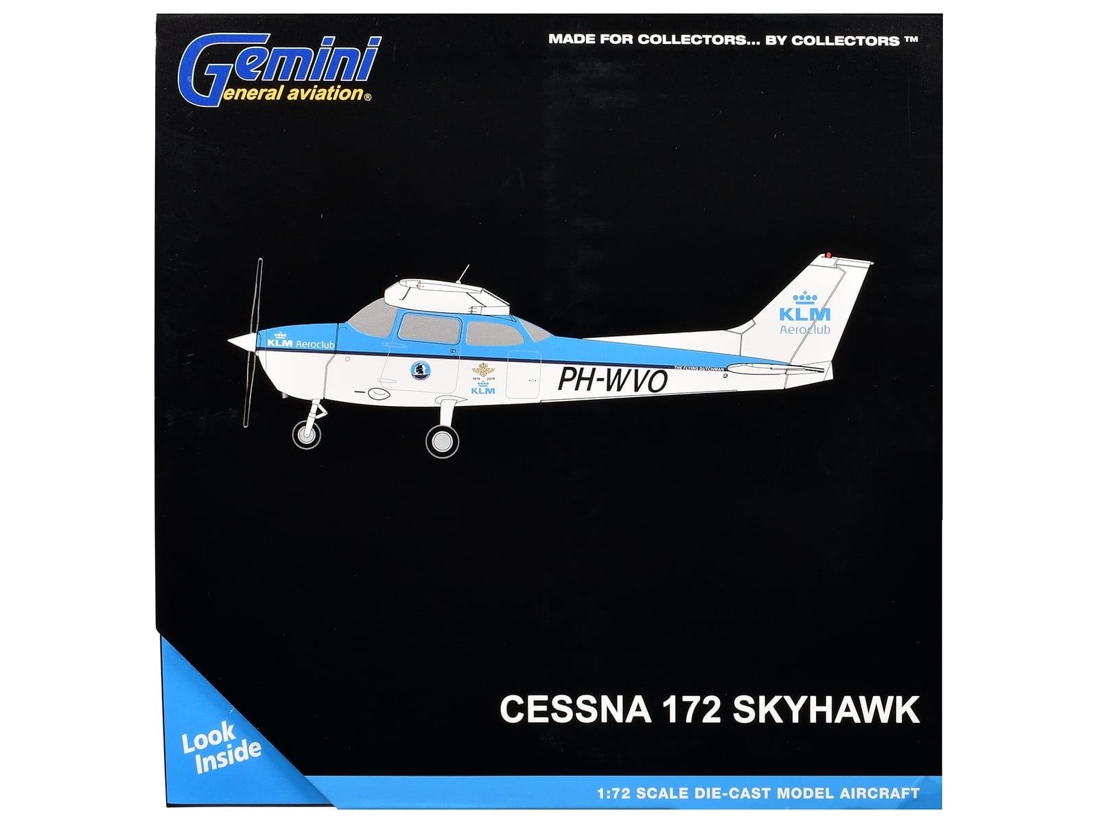 Cessna 172 Skyhawk Aircraft "KLM Aeroclub" (PH-WVO) Light Blue and White "Gemini General Aviation" Series 1/72 Diecast Model Airplane by GeminiJets - Image 3