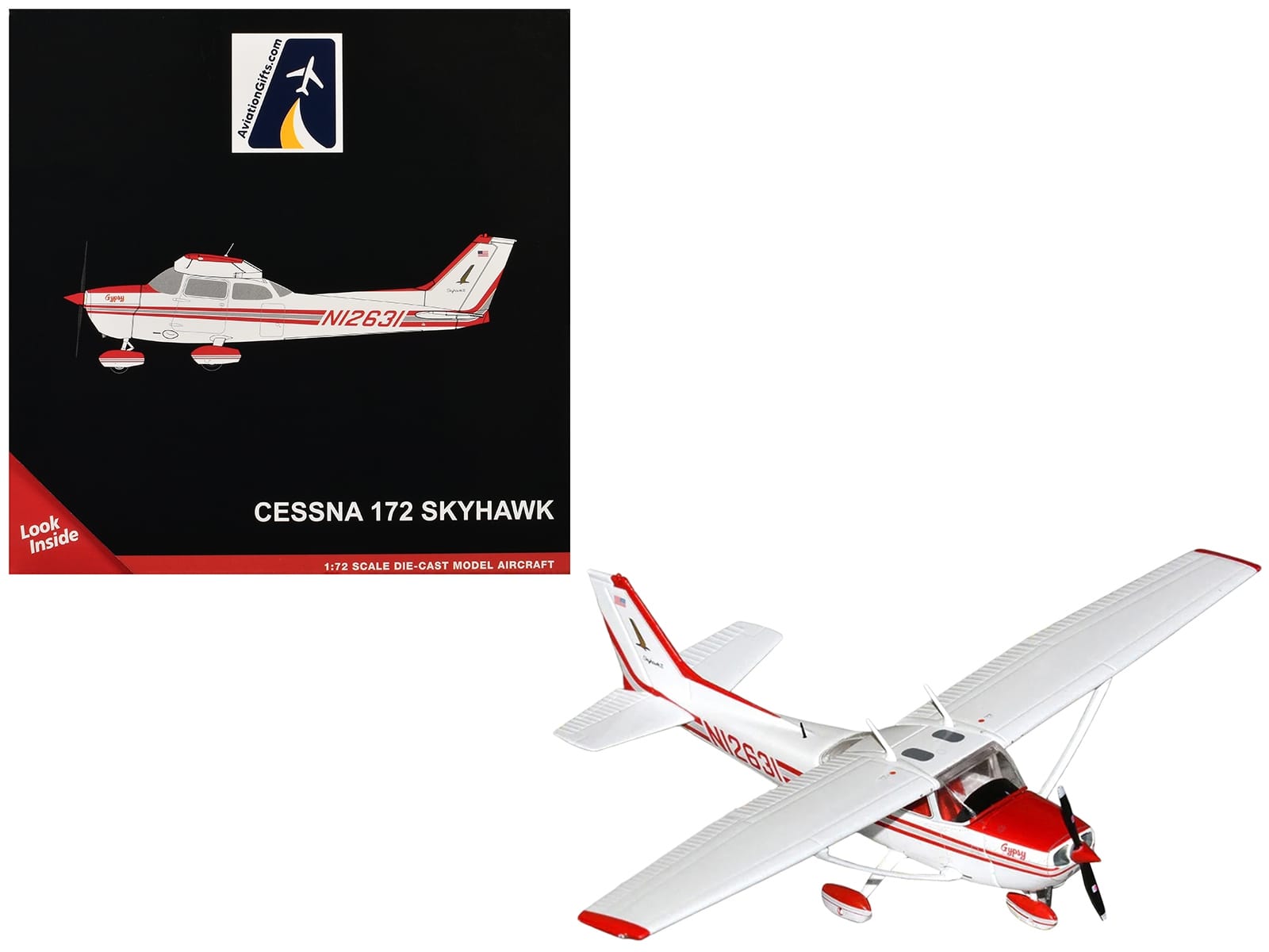 Cessna 172 Skyhawk Aircraft "N12631" Red and White "Gemini General Aviation" Series 1/72 Diecast Model by GeminiJets