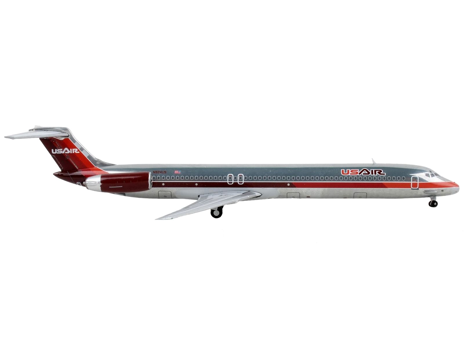 McDonnell Douglas MD-82 Commercial Aircraft “USAir” Silver with Red Tail 1/400 Diecast Model Airplane by GeminiJets