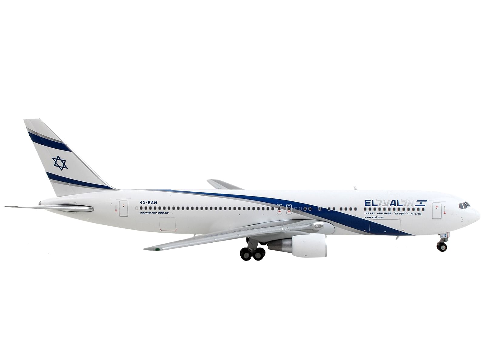 Boeing 767-300 Commercial Aircraft “El Al Israel Airlines” White with Blue Stripes 1/400 Diecast Model Airplane by GeminiJets