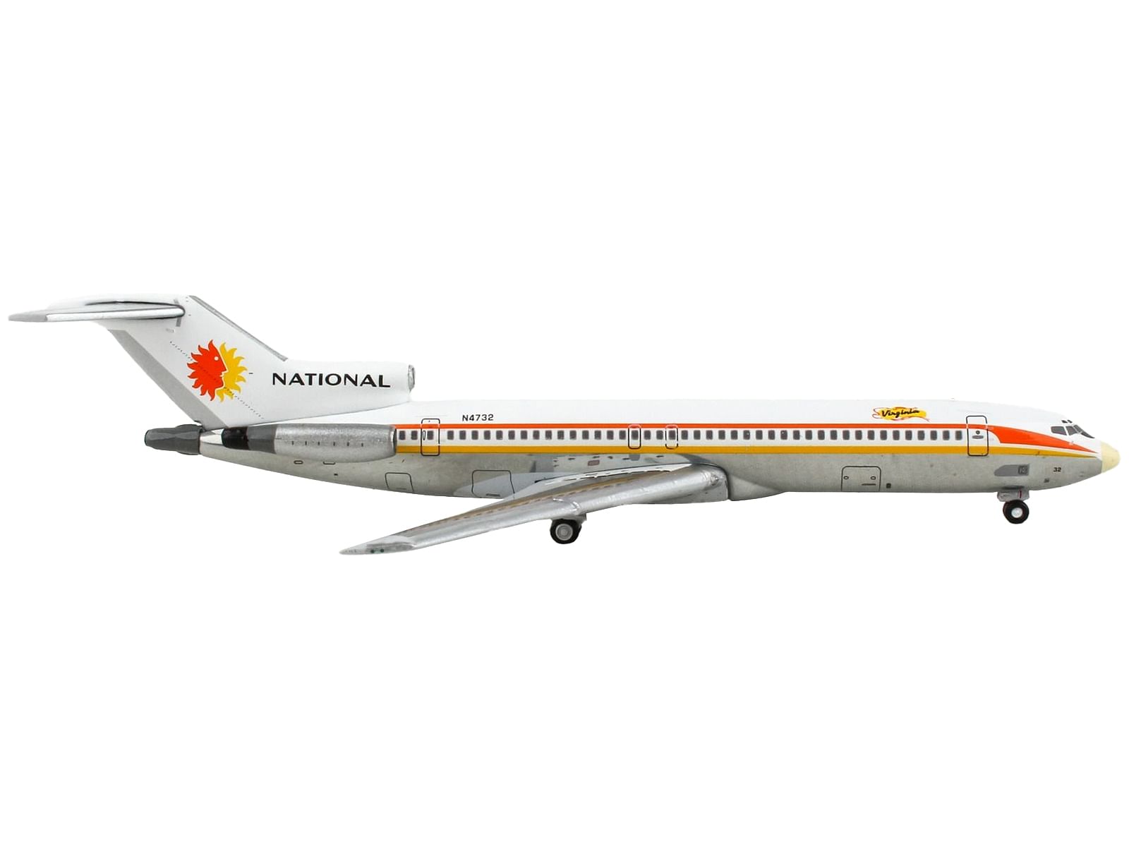 Boeing 727-200 Commercial Aircraft “National Airlines” White with Yellow and Orange Stripes 1/400 Diecast Model Airplane by GeminiJets