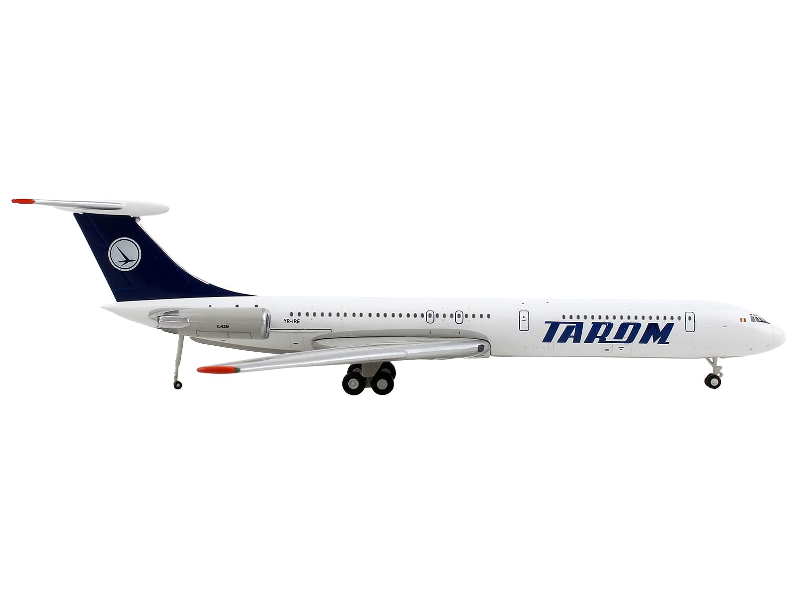 Ilyushin Il-62M Commercial Aircraft “TAROM” White with Blue Tail 1/400 Diecast Model Airplane by GeminiJets