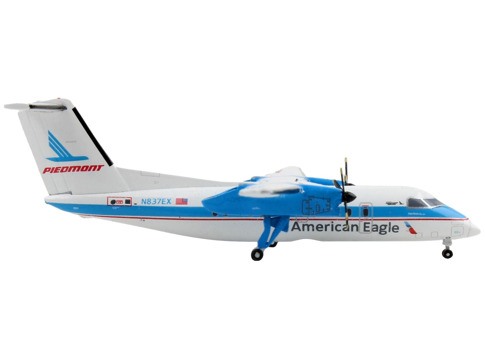 Bombardier Dash 8-100 Commercial Aircraft “American Airlines – American Eagle – Piedmont Airlines” White with Blue Stripes 1/400 Diecast Model Airplane by GeminiJets