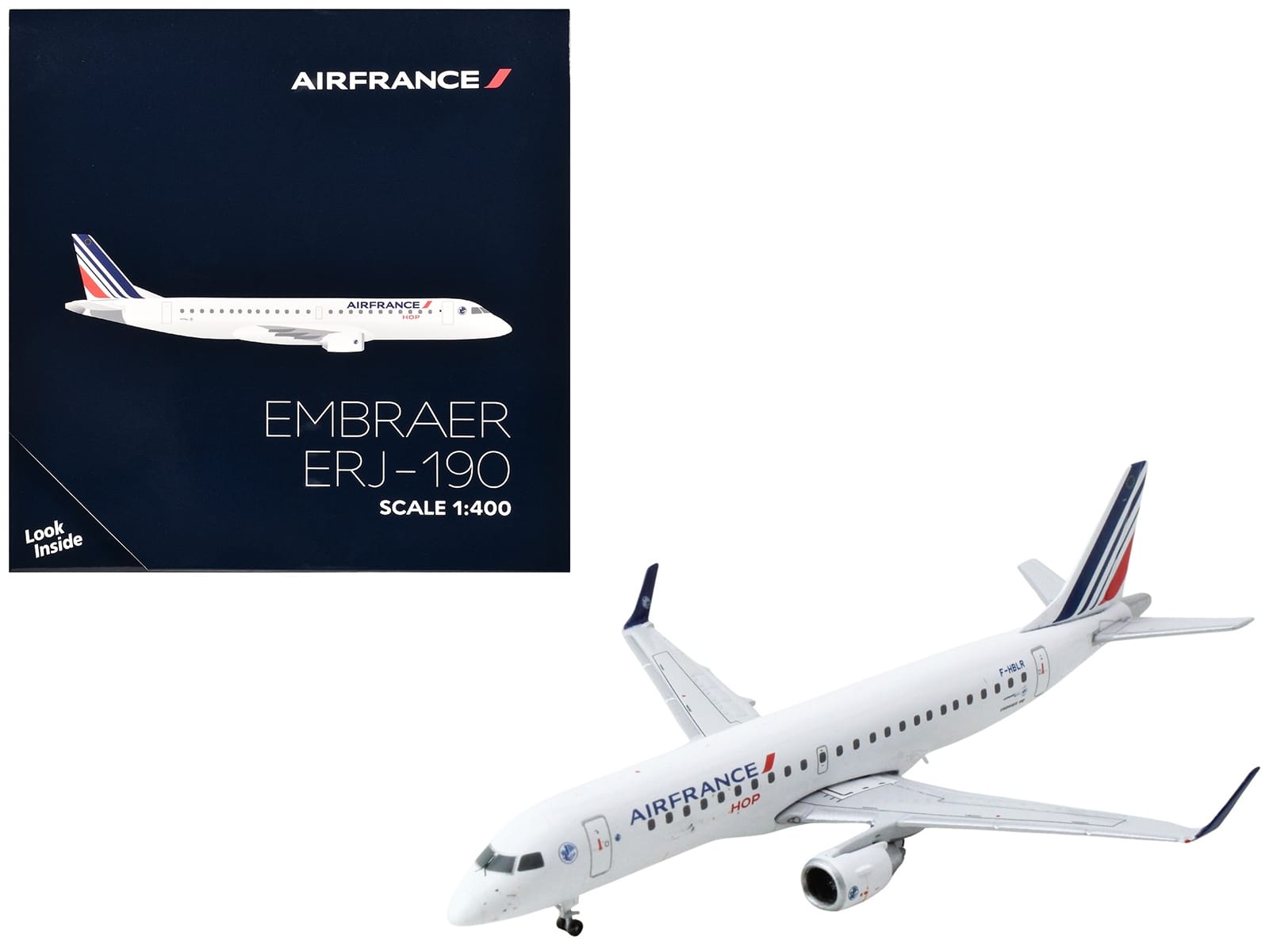 Embraer ERJ-190 Commercial Aircraft "Air France Hop" (F-HBLR) White with Striped Tail 1/400 Diecast Model Airplane by GeminiJets - Image 2