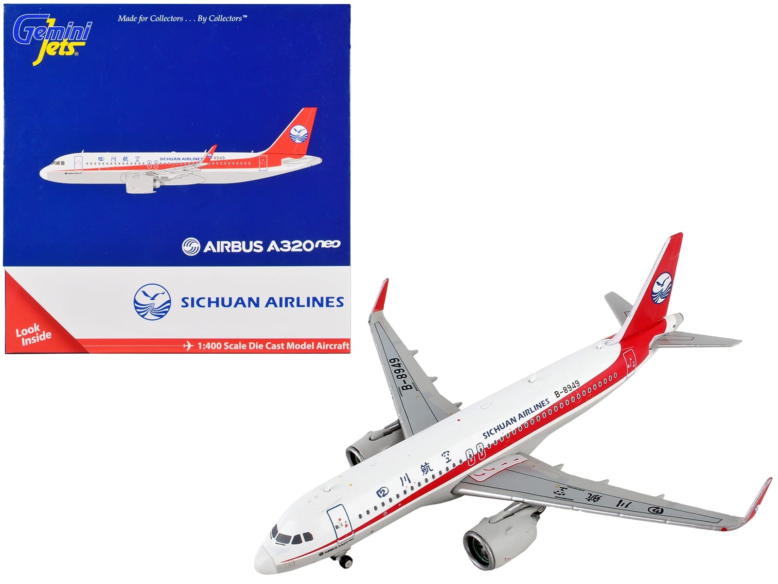 Airbus A320neo Commercial Aircraft "Sichuan Airlines" White with Red Stripes and Tail 1/400 Diecast Model Airplane by GeminiJets - Image 2