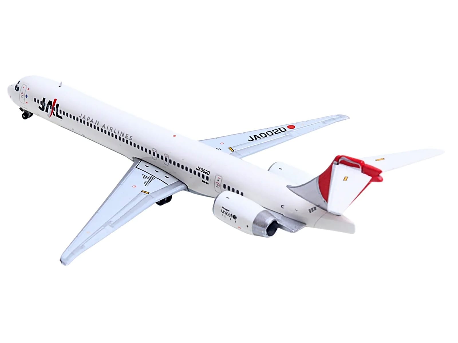 McDonnell Douglas MD-90 Commercial Aircraft "Japan Airines" (JA002D) White with Red Tail 1/400 Diecast Model Airplane by GeminiJets - Image 3