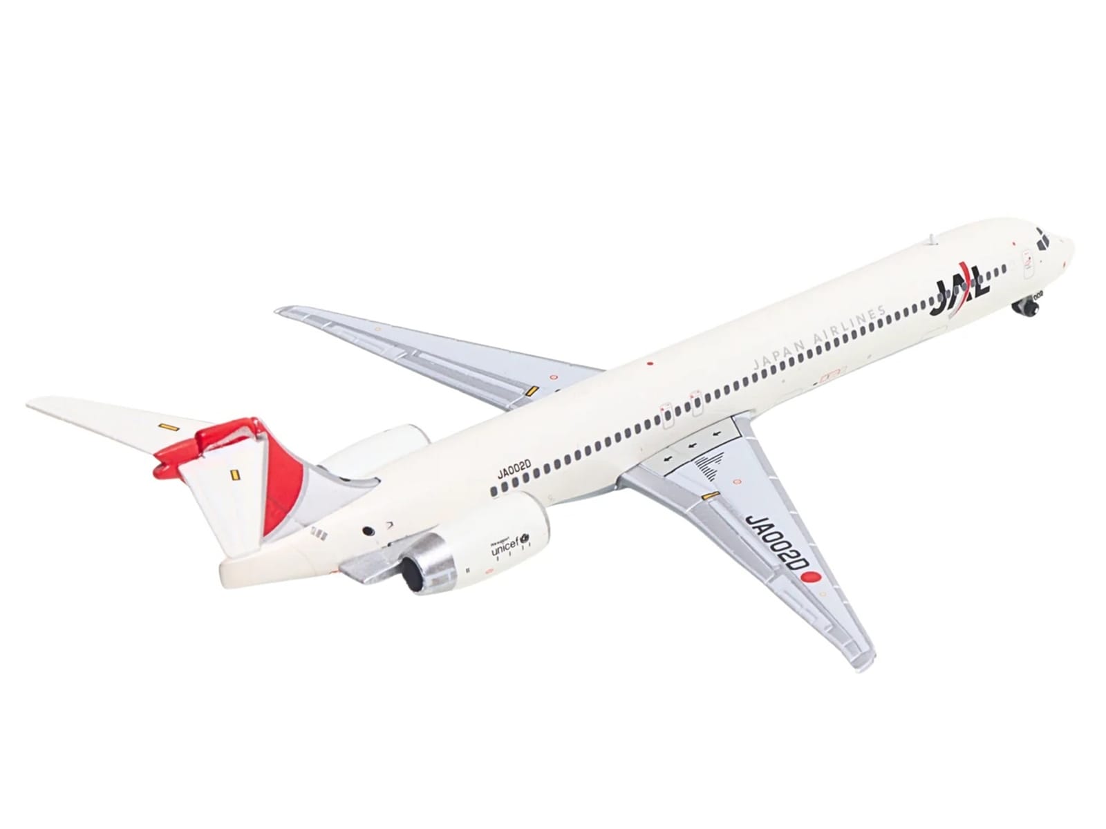 McDonnell Douglas MD-90 Commercial Aircraft "Japan Airines" (JA002D) White with Red Tail 1/400 Diecast Model Airplane by GeminiJets - Image 4