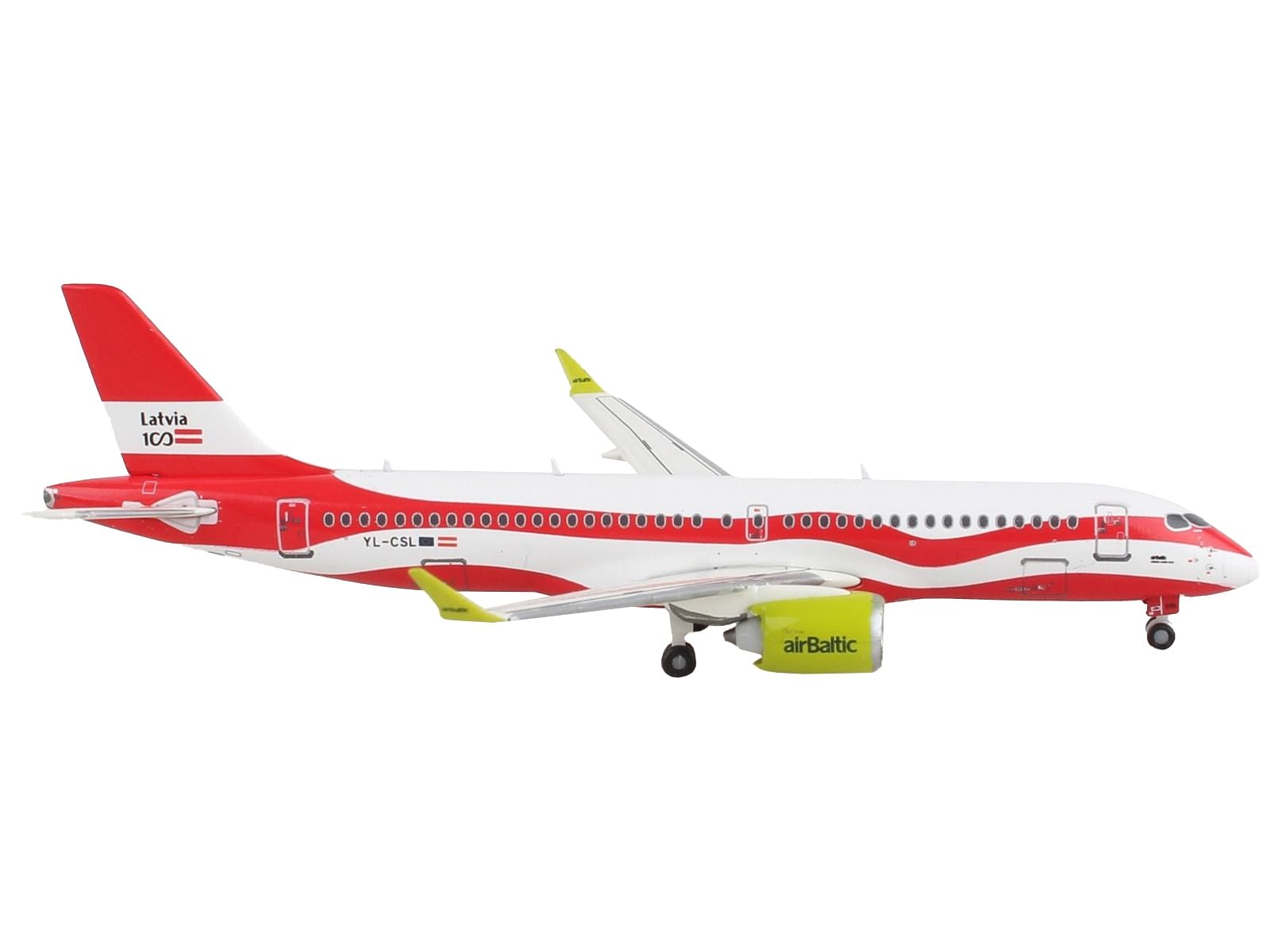 Airbus A220-300 Commercial Aircraft “Air Baltic” White and Red 1/400 Diecast Model Airplane by GeminiJets